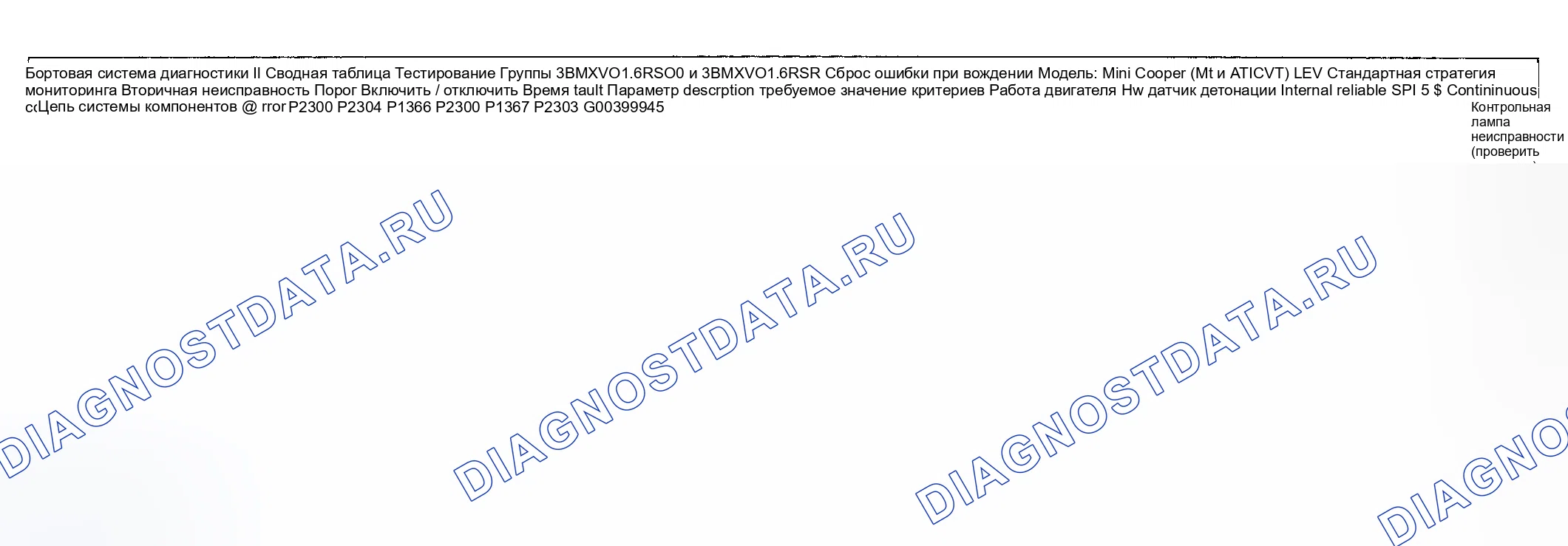 Рис. 35: Диагностика расшифровка кода ошибки (Cooper двигатель Type LEV Standard / проверка Group: 3BMXV01.6R50 и 3BMXV01.6r5r) - 10 из 16. MINI Cooper S I