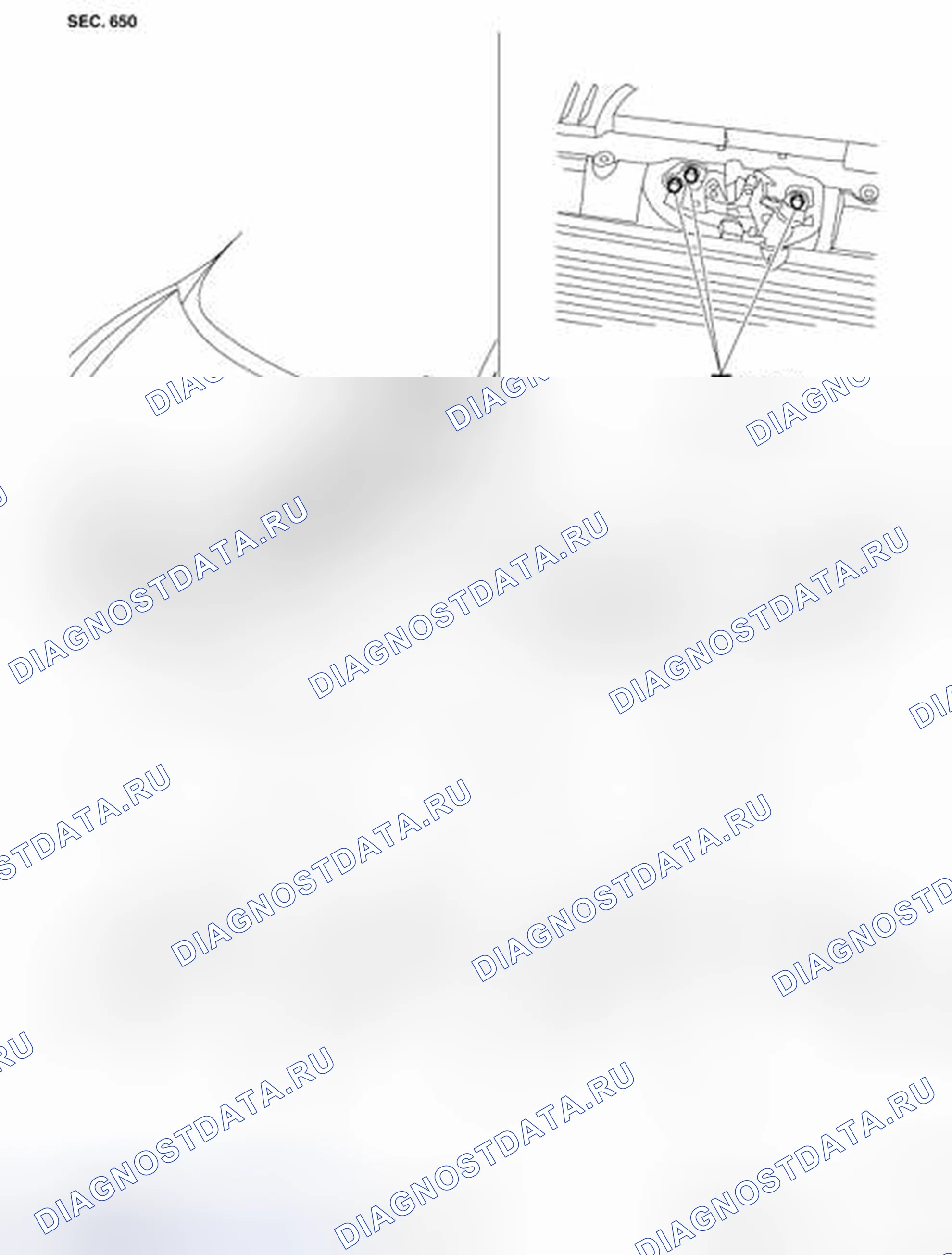 Рис. 190: КАПОТ В СБОРЕ: Регулировка. Honda Passport I