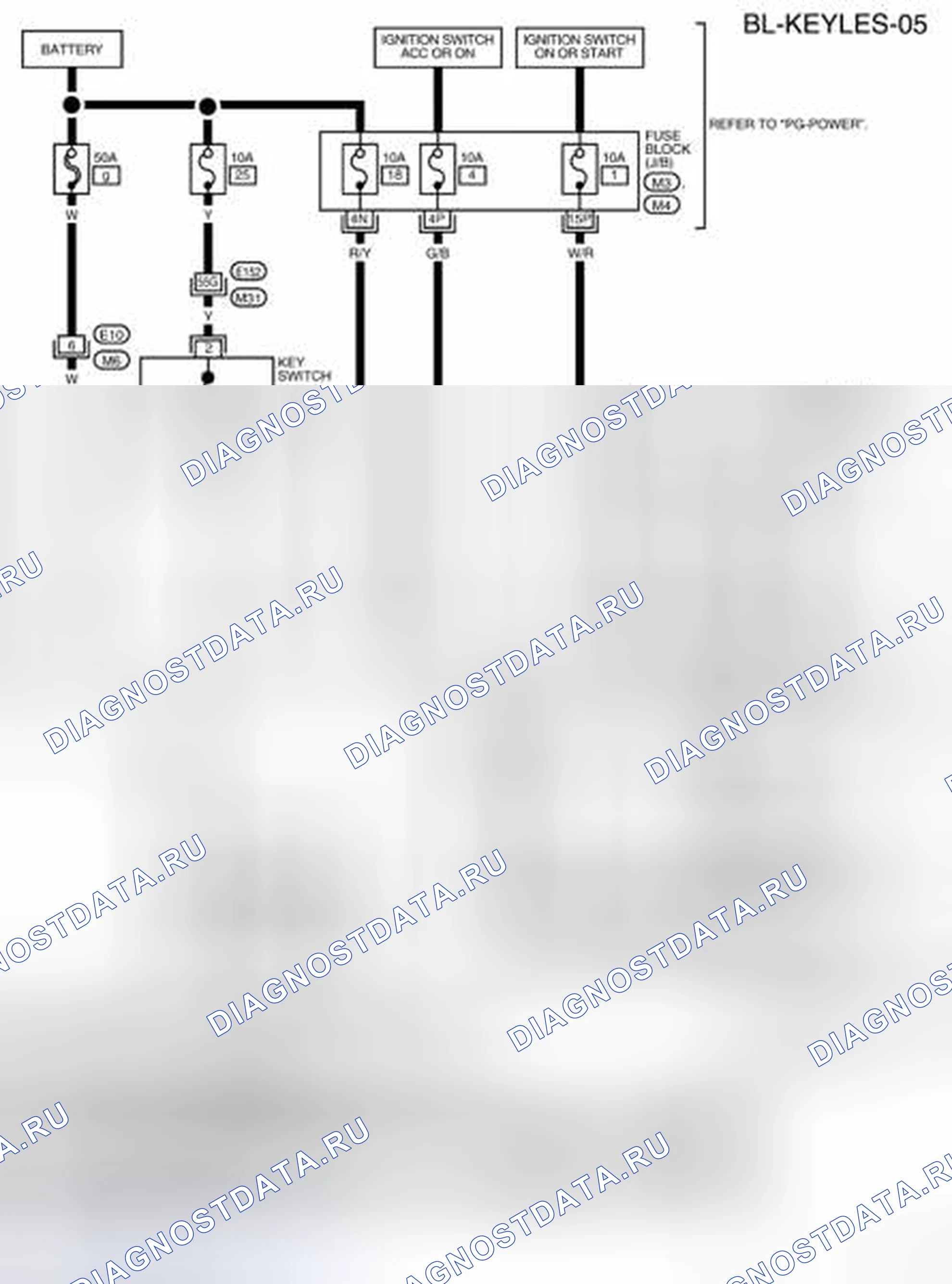 Рис. 87: Bl-KEYLES-05 - схема электропроводки (кабина экипажа). Nissan Frontier D40