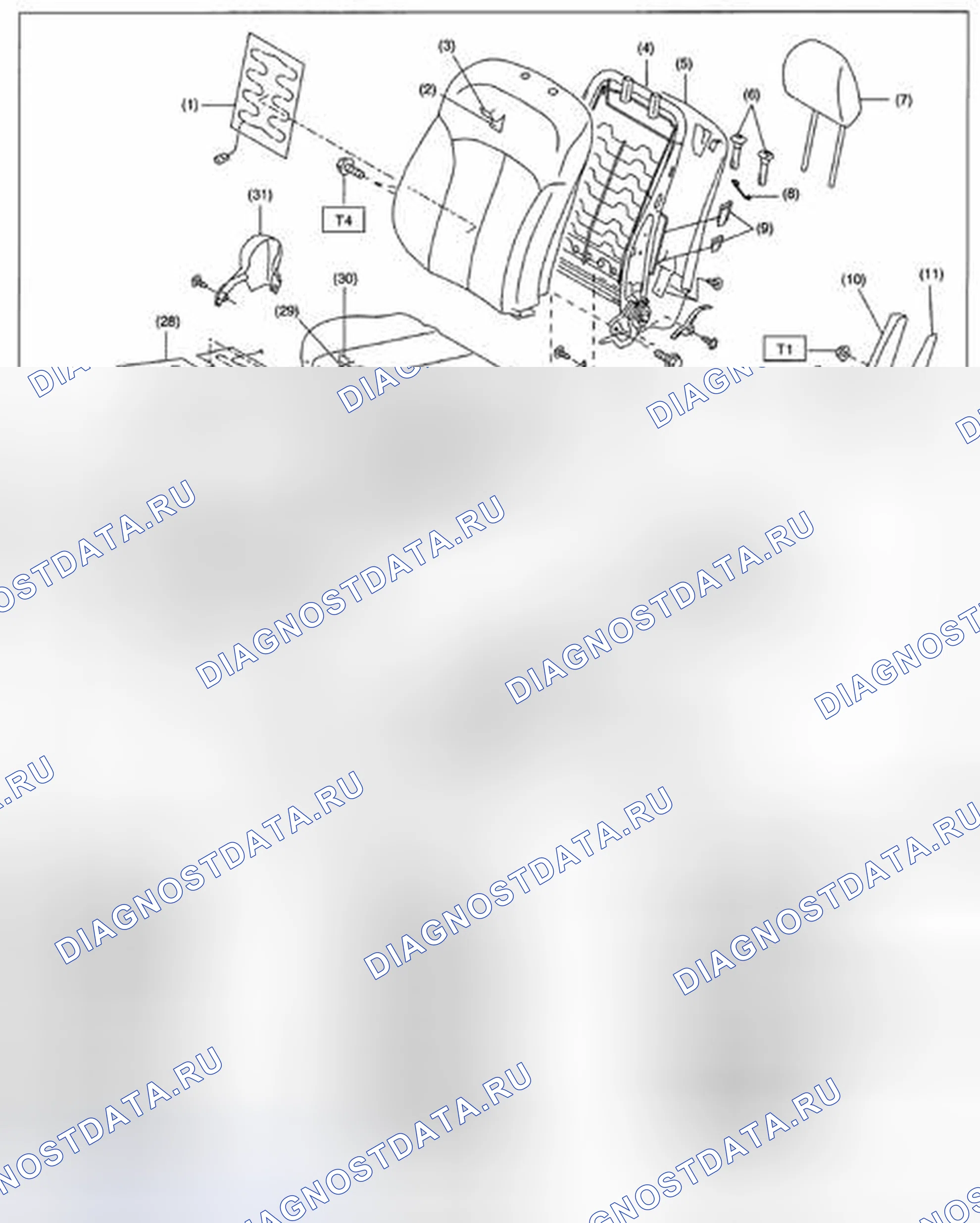 Рис. 1: ПЕРЕДНЕЕ СИДЕНЬЕ. Subaru Legacy BM/BR