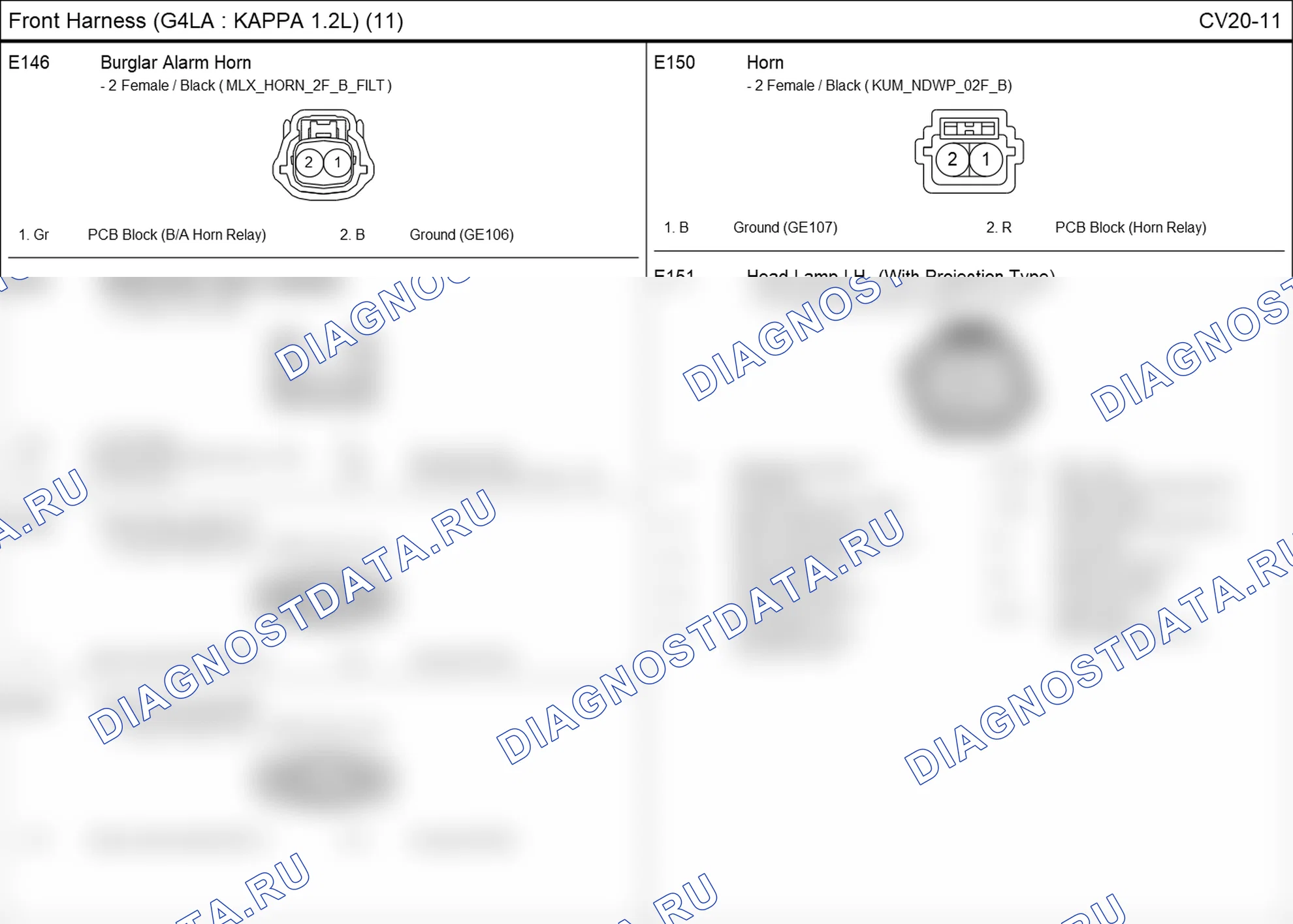 Распиновка разъёма E146 — front harness. Hyundai i20 GB