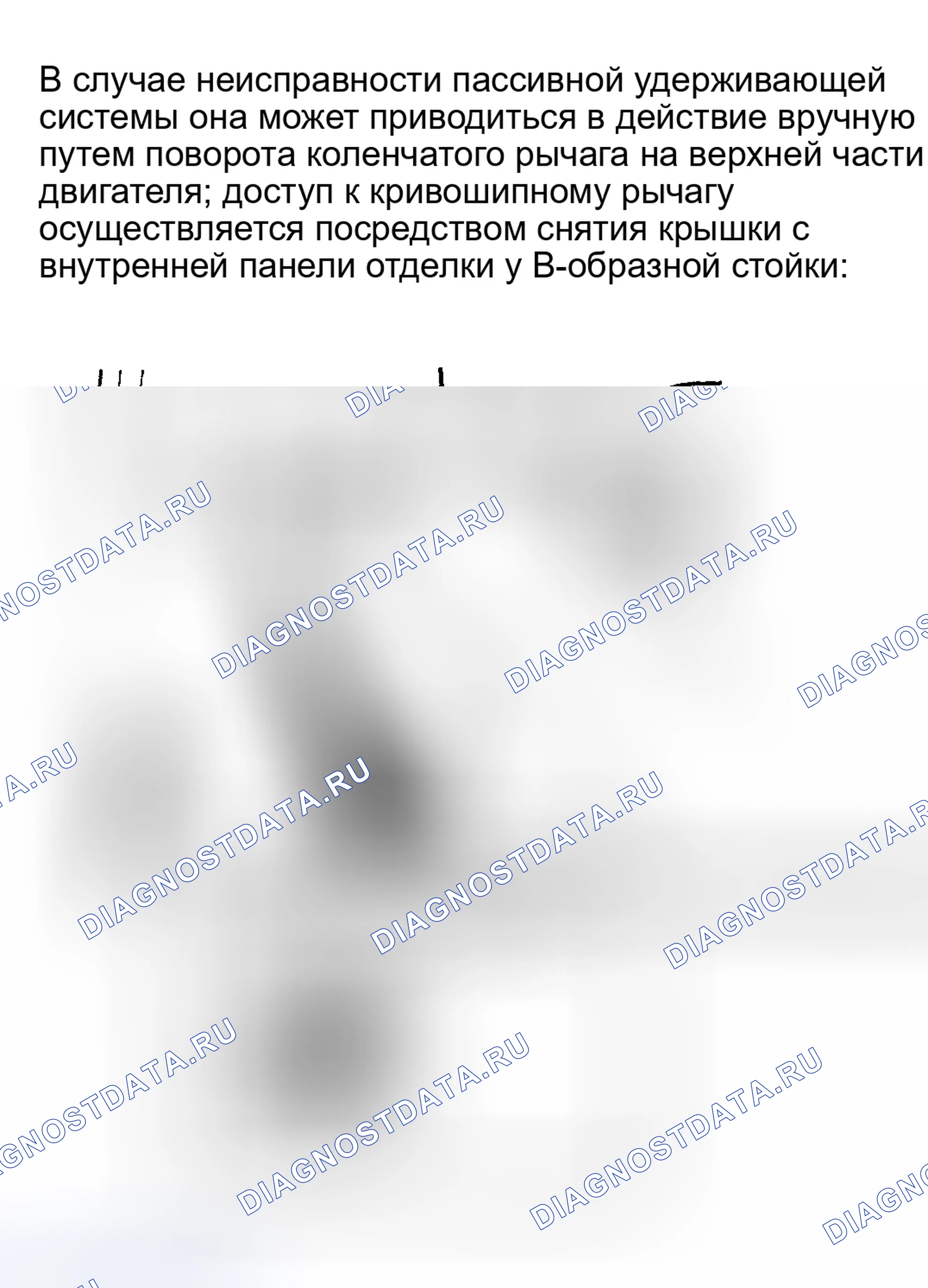 Рис. 12: РУЧНАЯ БЛОКИРОВКА ДВИГАТЕЛЯ ПАССИВНОЙ УДЕРЖИВАЮЩЕЙ СИСТЕМЫ. Hyundai Santa Cruz I