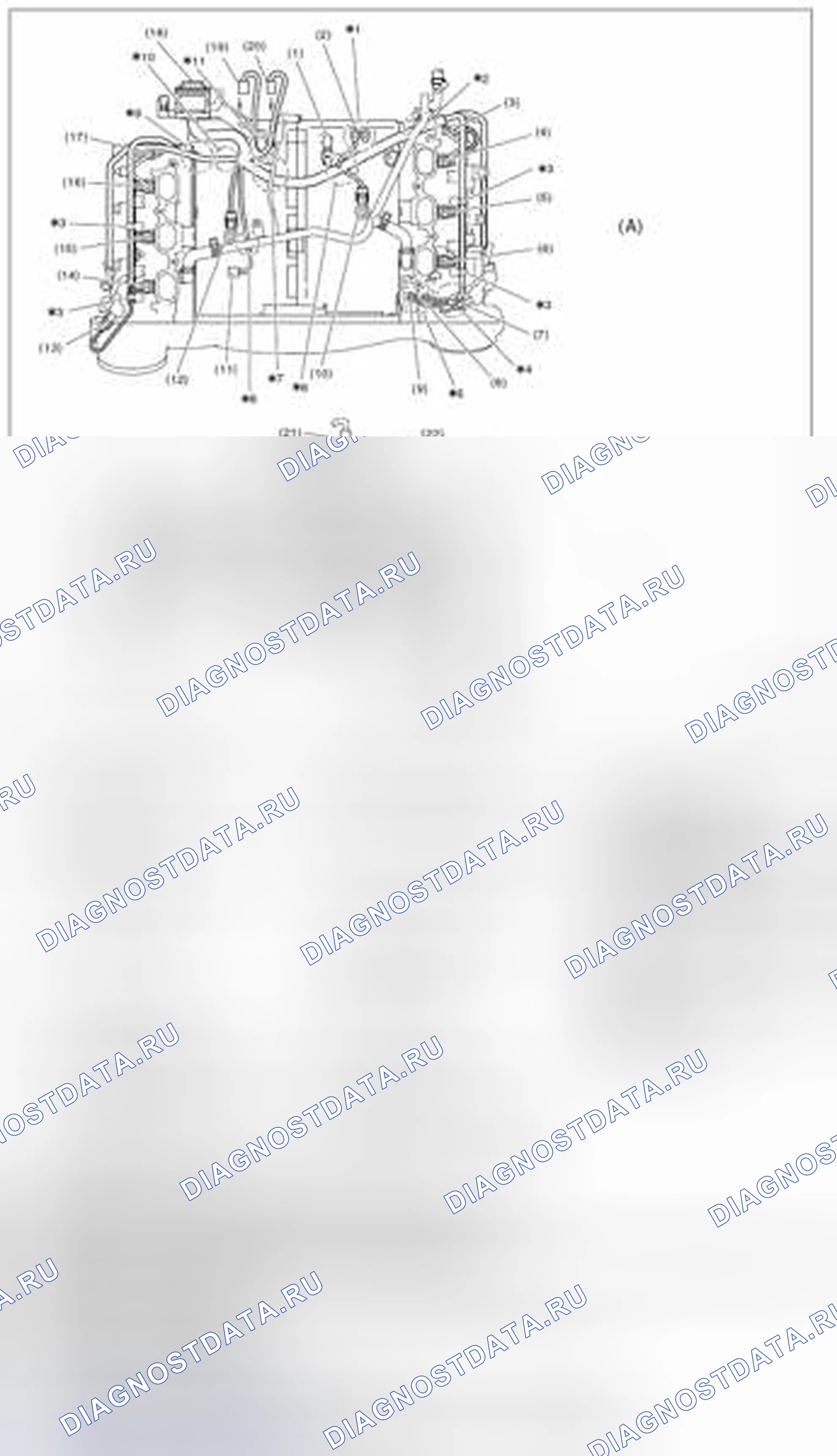 Рис. 476: Схема сборки жгута двигателя 1. Subaru Outback BR рестайлинг