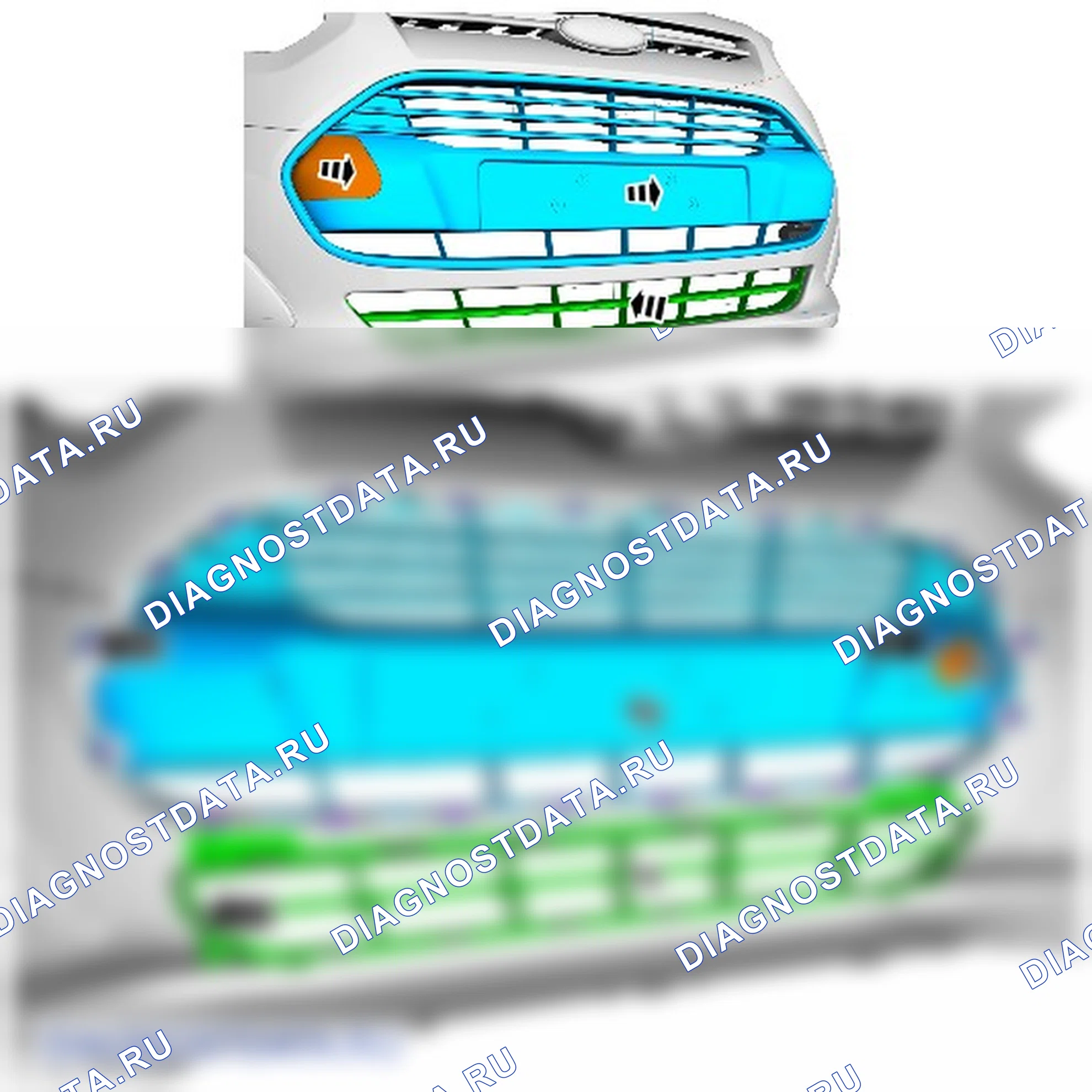 Разборка и сборка кожуха переднего бампера. Ford Transit Connect II