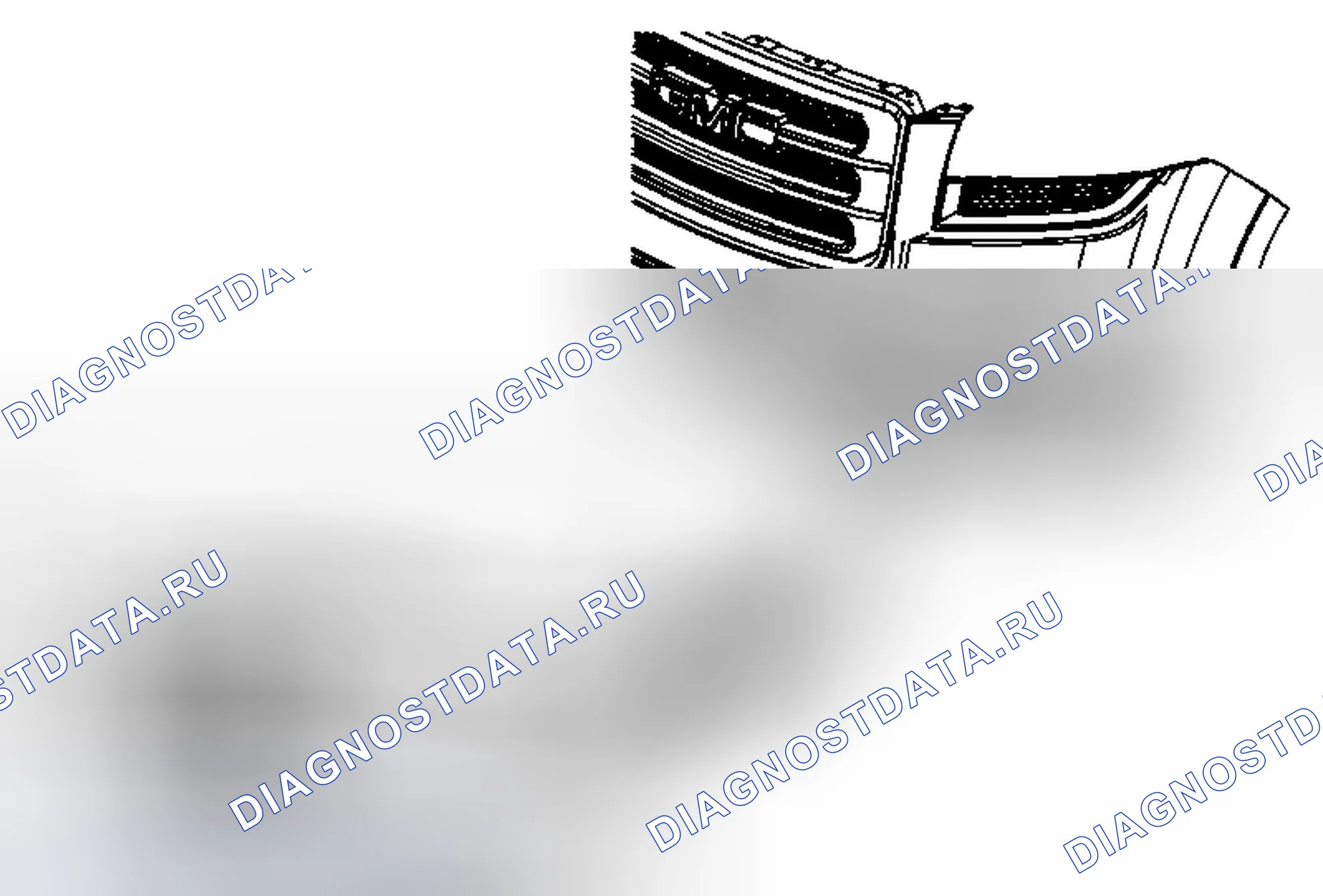Рис. 42: Замена передней нижней решетки (Acadia Outer). GMC Acadia I рестайлинг