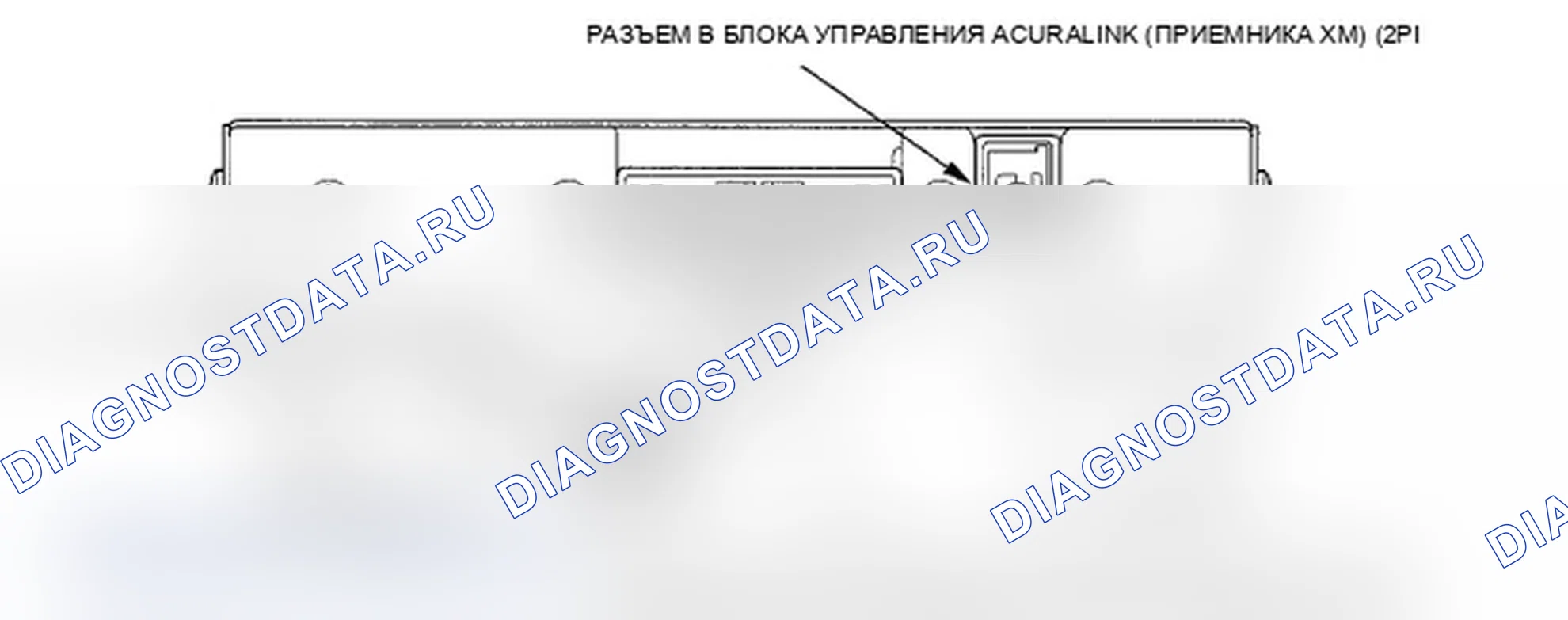 Рис. 313: Разъем блока управления AcuraLink (приемник XM) для входов и выходов. Acura TL IV