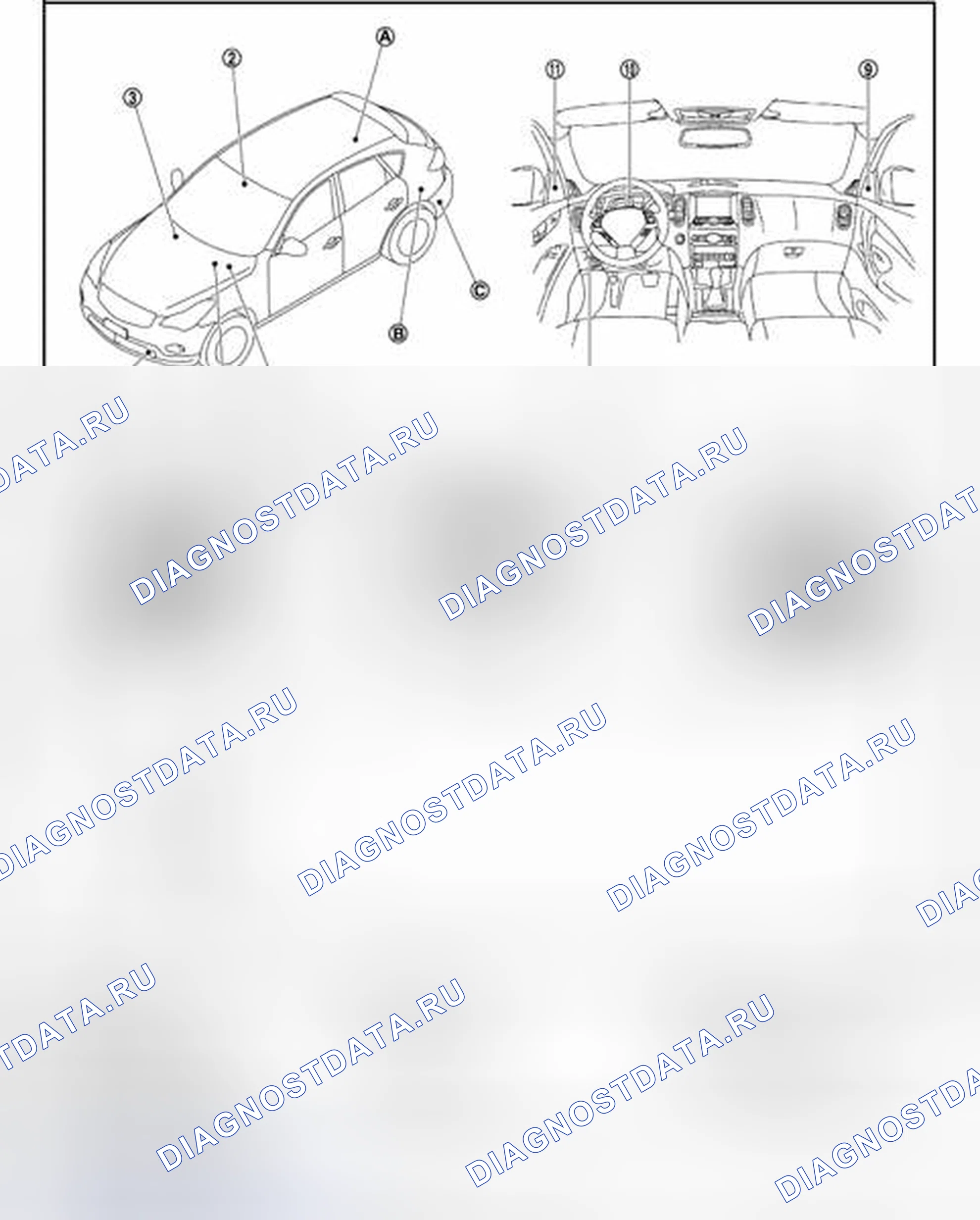 Рис. 37: Расположение компонентов. Infiniti EX37 I