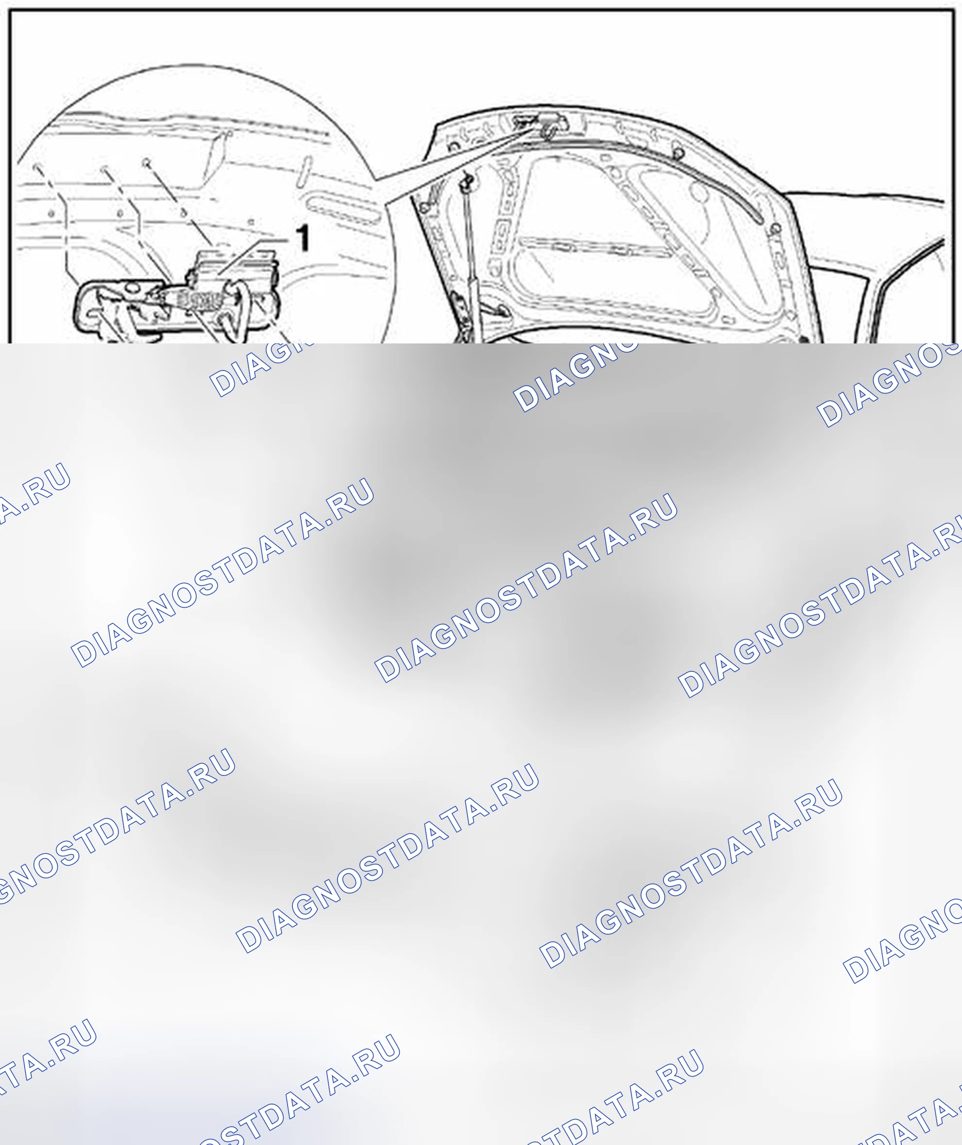Рис. 416: ОБЗОР КОМПОНЕНТОВ БЛОКИРОВКИ И РАЗБЛОКИРОВКИ КАПОТА. Volkswagen Jetta V