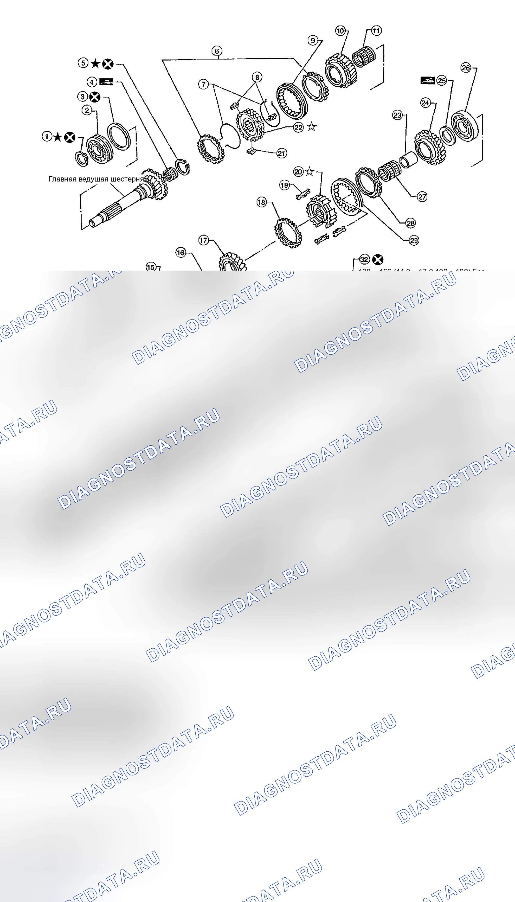 Рис. 25: КОМПОНЕНТЫ ЗУБЧАТОЙ ПЕРЕДАЧИ. Honda Odyssey (North America) I