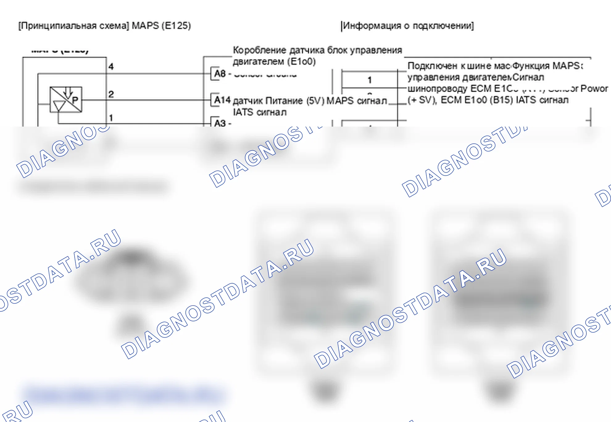 Фрагмент электросхемы: Датчик абсолютного давления впускной коллектор (MAPS). Hyundai i20 GB