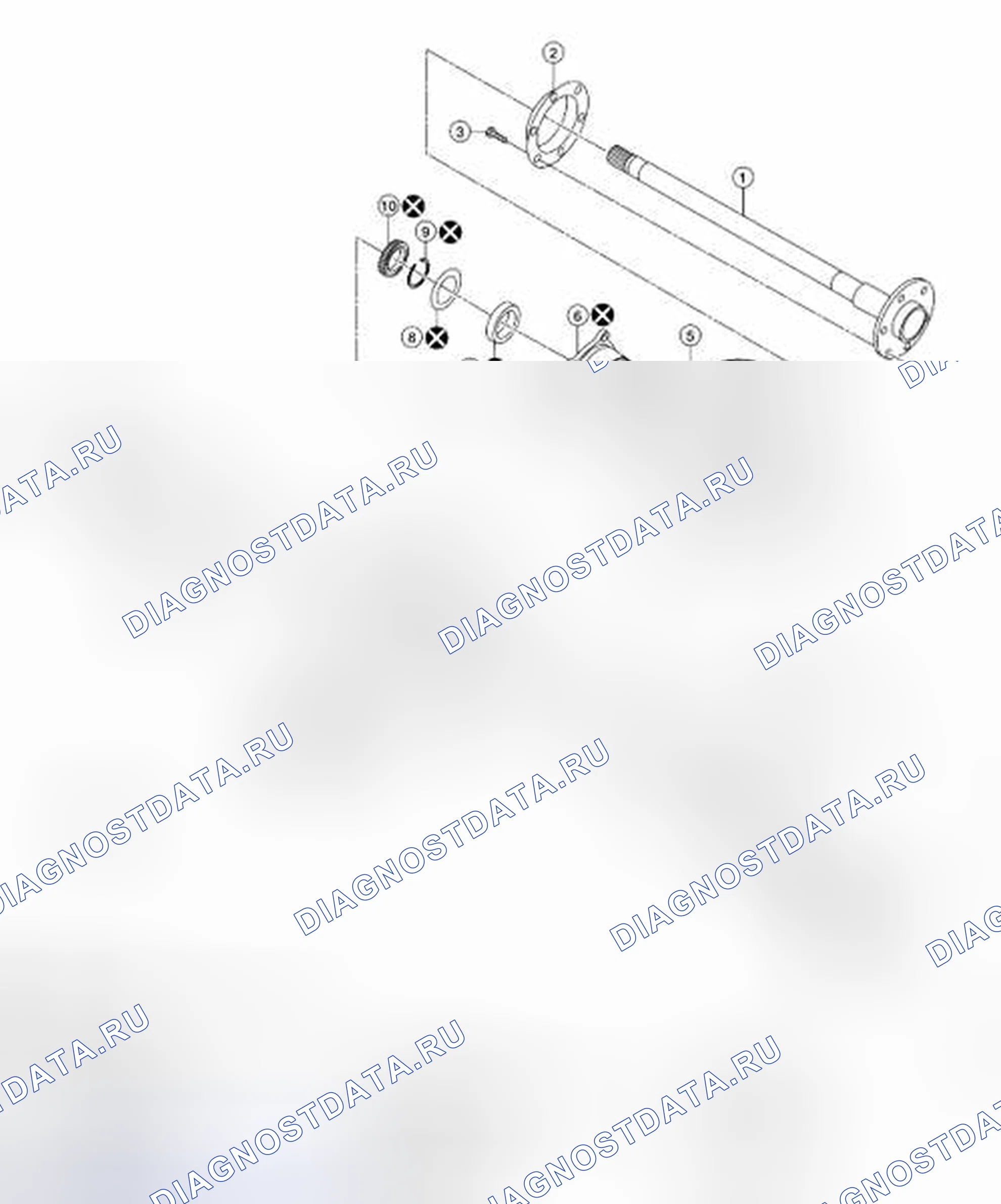 Рис. 4: Характеристики оси и крутящего момента в разобранном виде. Nissan Frontier D40