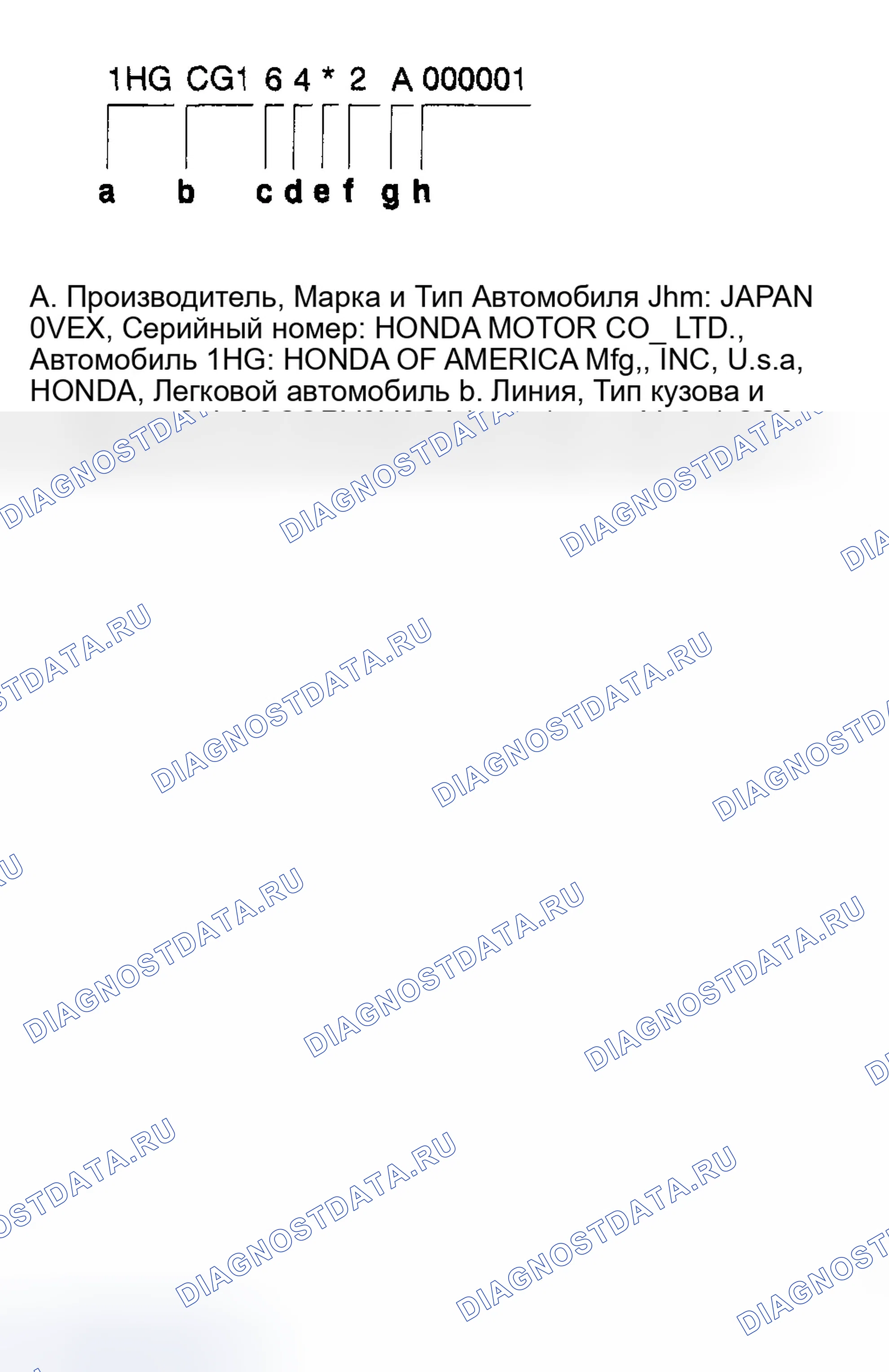 Рис. 44: Идентификационный номер транспортного средства. Honda Accord VI