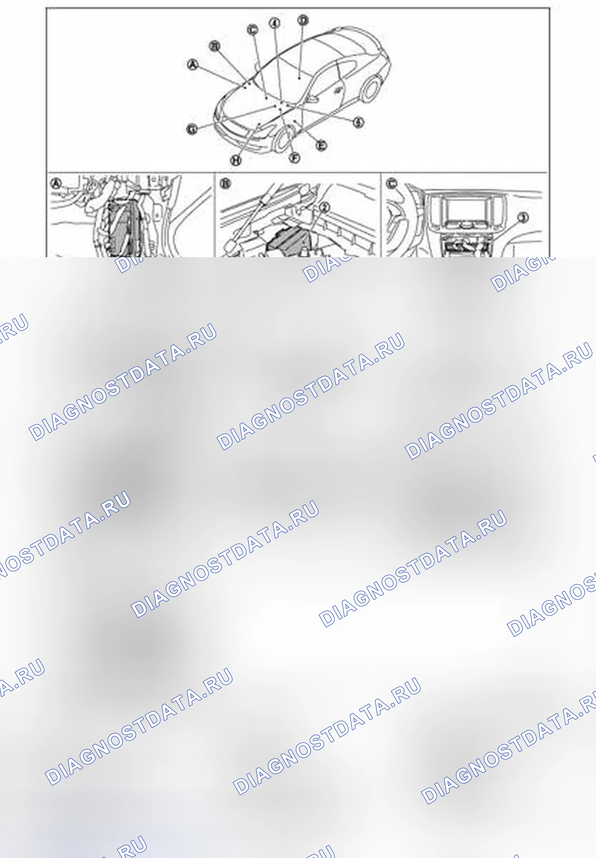 Рис. 128: Расположение компонентов. Infiniti G37 IV рестайлинг