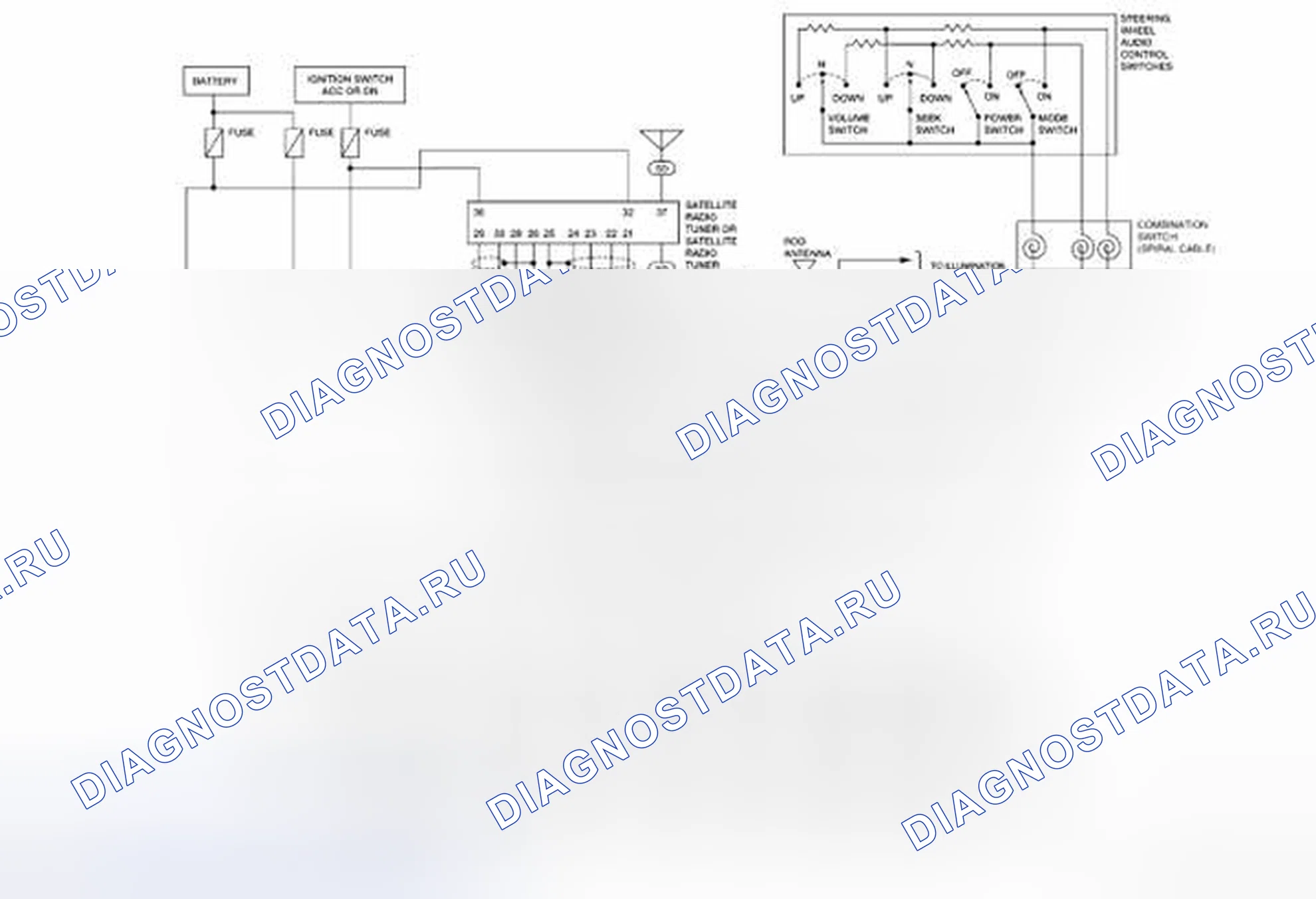 Рис. 48: Принципиальная схема системы премиум-класса (кабина экипажа). Nissan Frontier D40