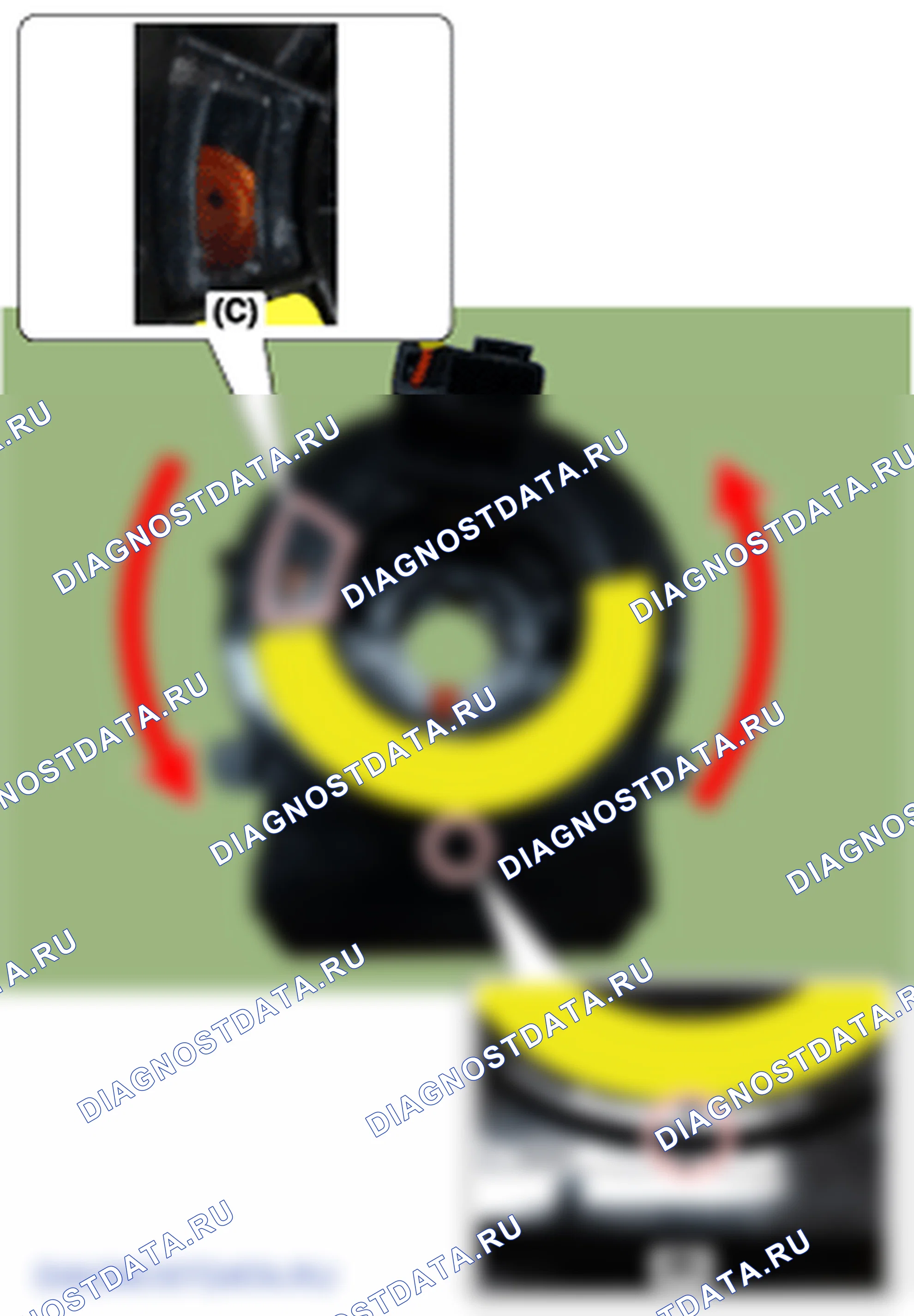 Установка модуля подушки безопасности водителя (DAB) и контактное кольцо руля. Hyundai Santafe Sport DMA