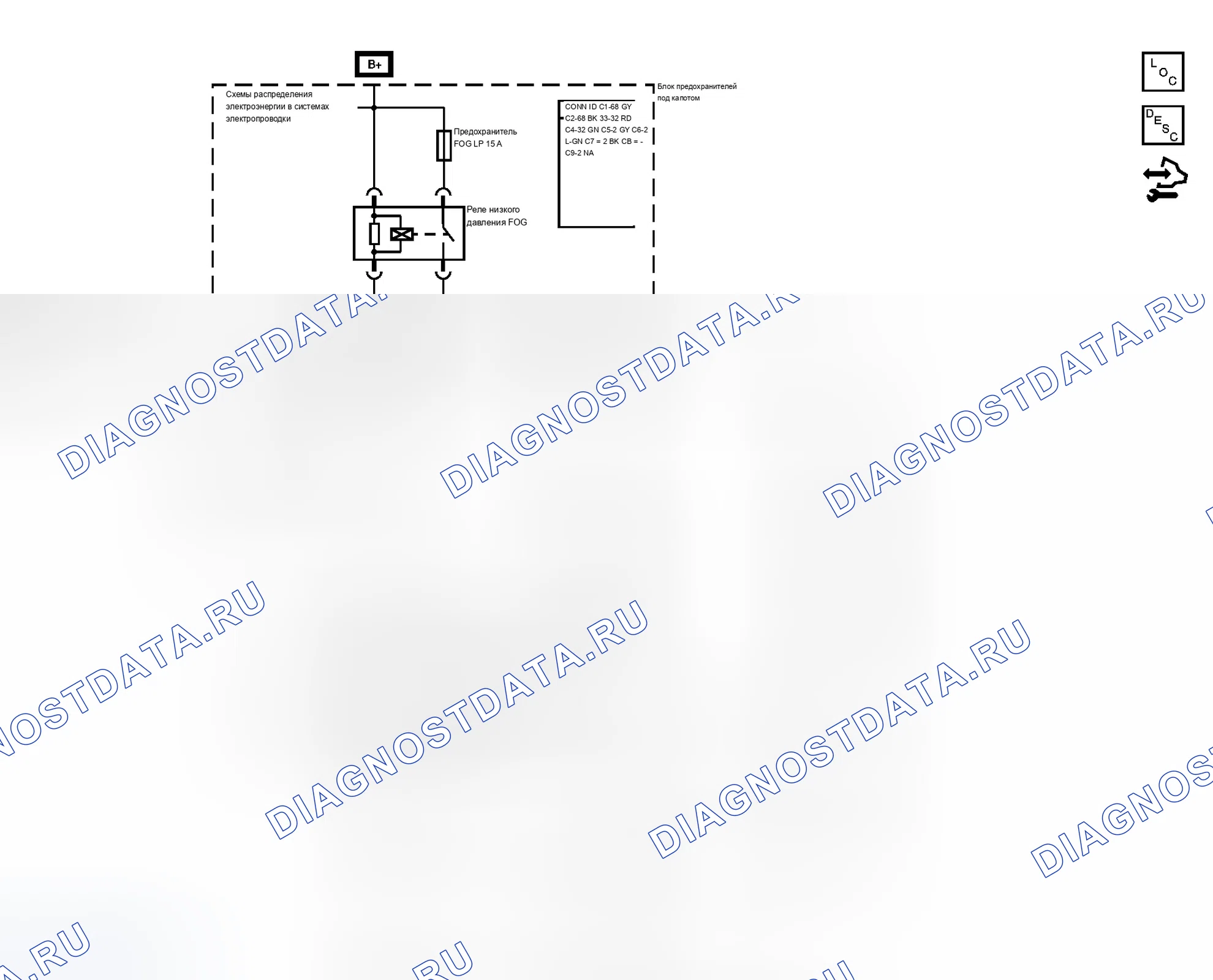 Рис. 4: Схема противотуманных фар. Chevrolet Silverado 1500 