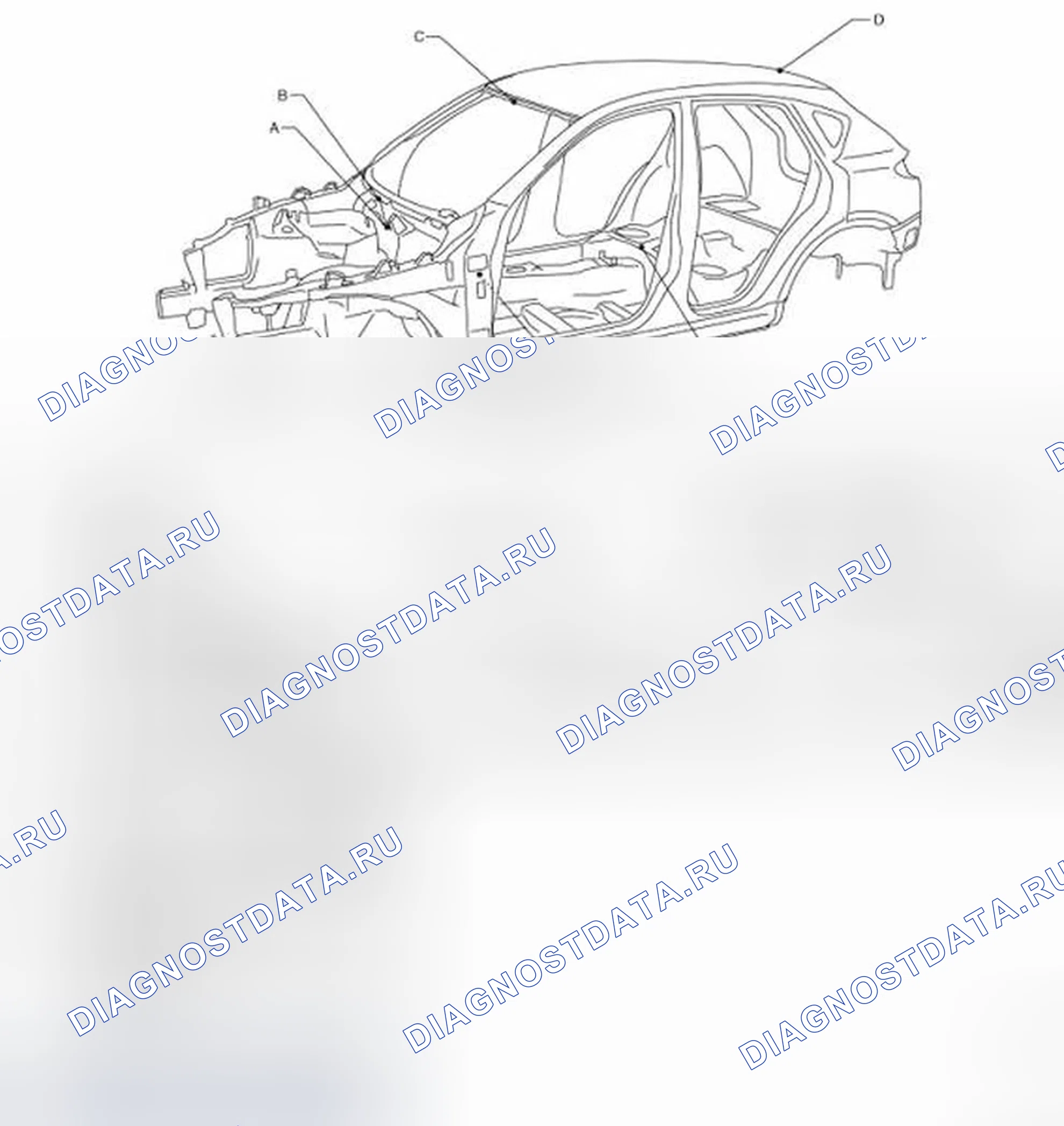 Рис. 241: Метки центра тела. Infiniti EX35 I