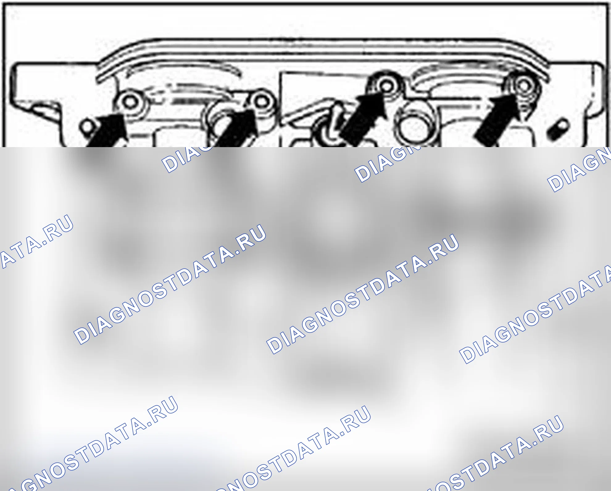 Рис. 232: Уплотняющие точки перехода между двойной крышкой подшипника и головкой цилиндра (2 точки):. Audi A4 B7