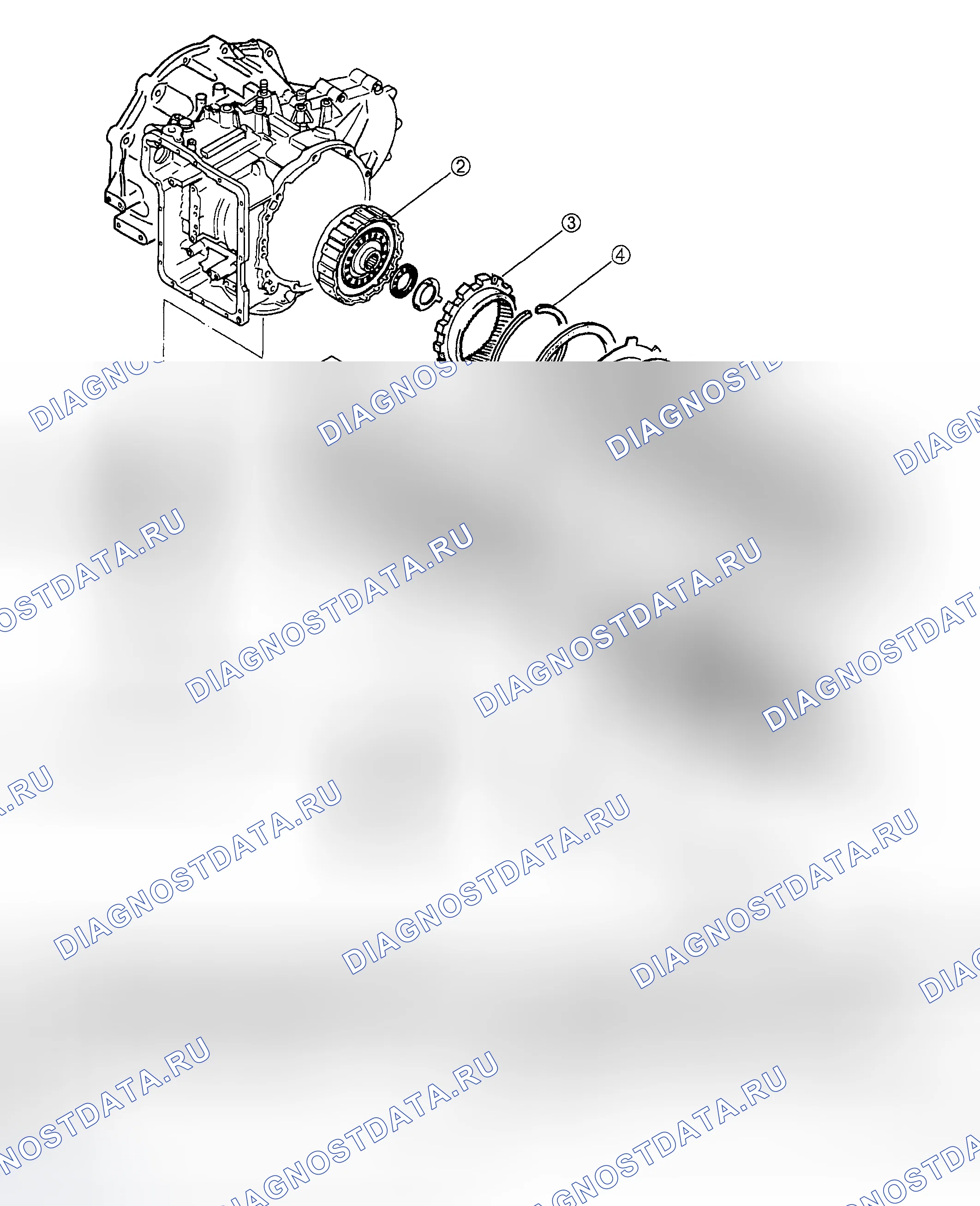 Рис. 212: Установка компонентов трансмиссии (3 из 4). Mazda MPV II