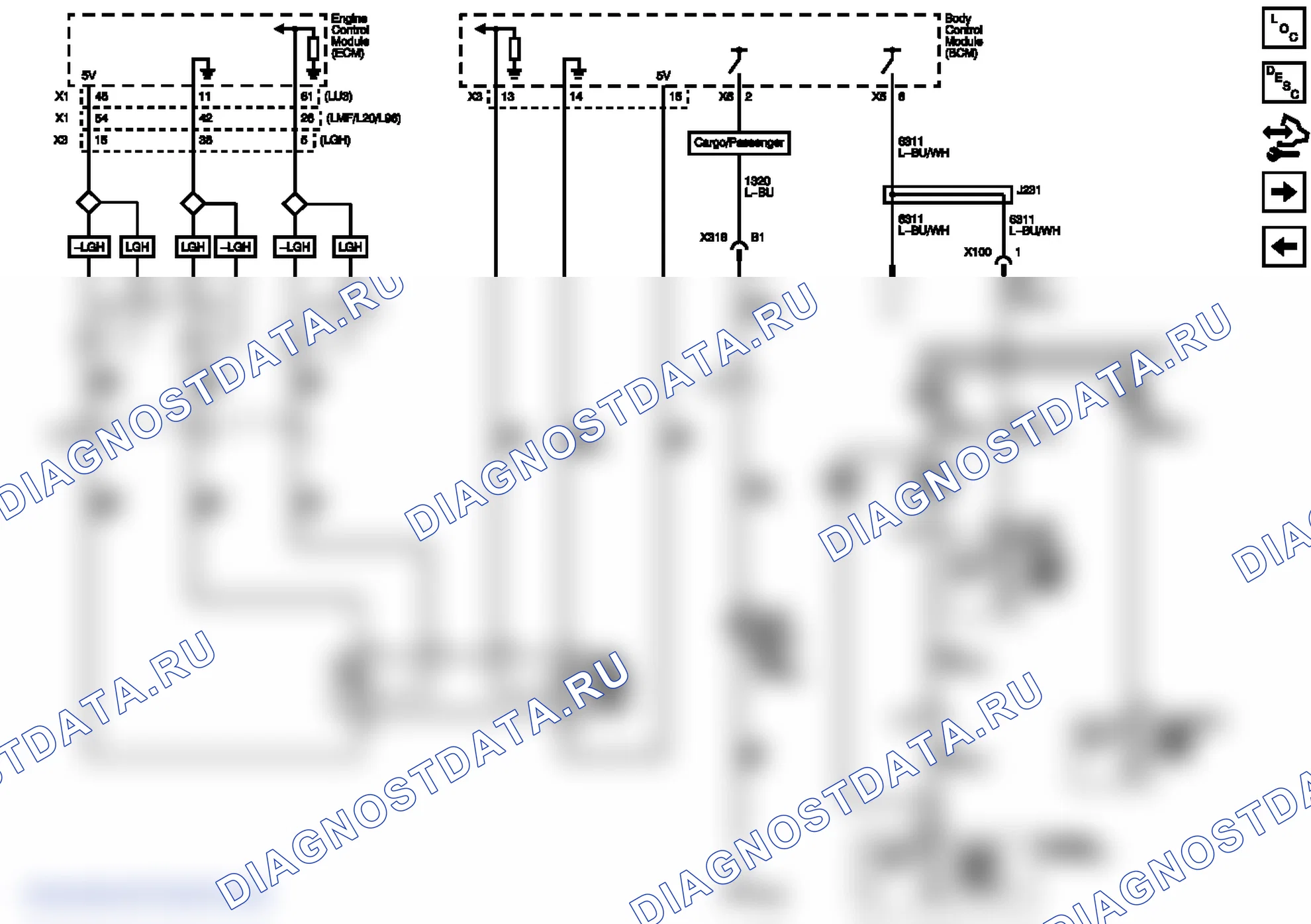 Рис. 7: Управление стоп-сигналом и CHMSL. GMC Cutaway G3500 