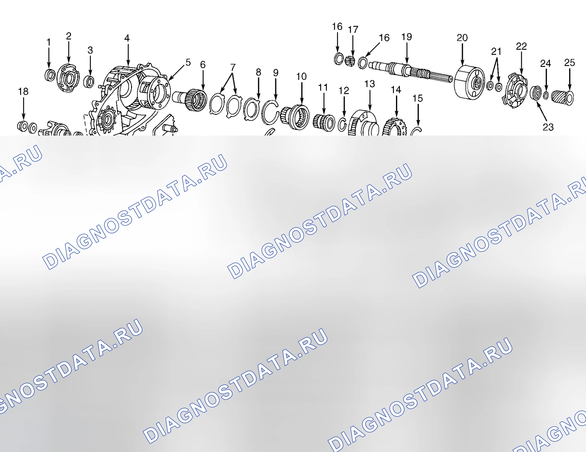 Рис. 8: РАЗБОРКА РАЗДАТОЧНОЙ КОРОБКИ. Jeep Grand Cherokee ZJ
