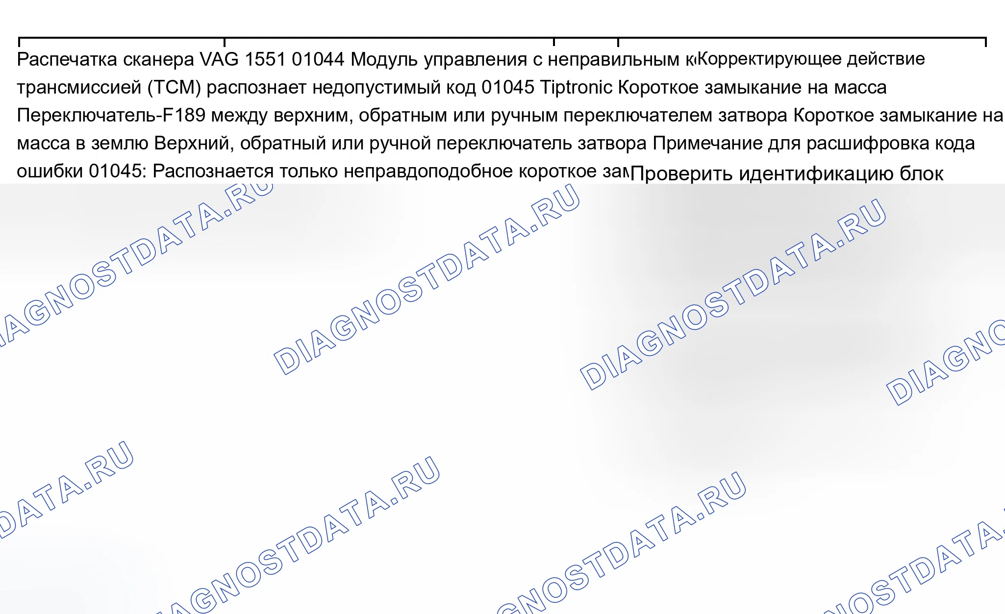 Рис. 368: График расшифровка кода ошибки 01044 и 01045. Audi A8 D2