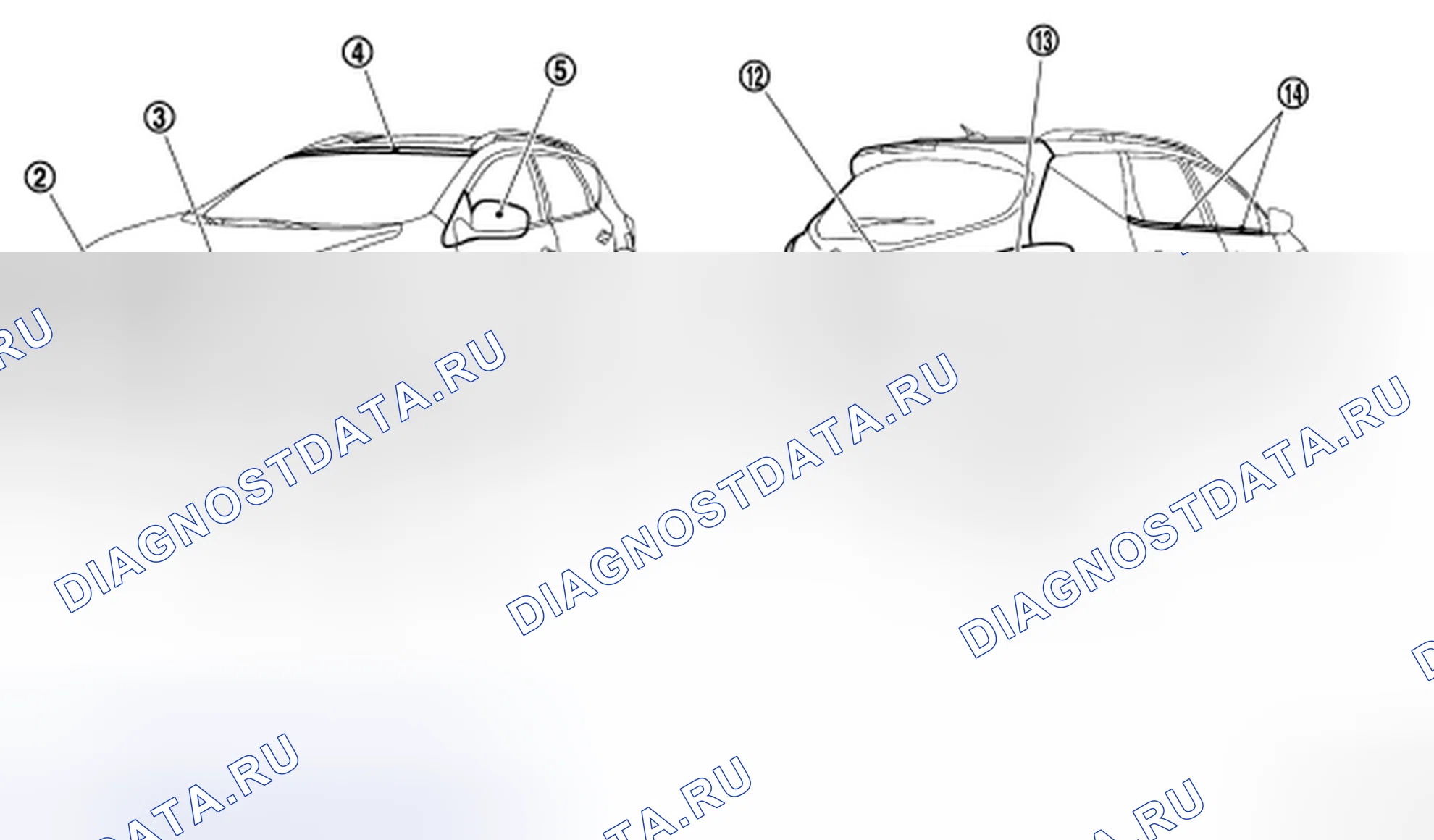 Рис. 13: РАСПОЛОЖЕНИЕ ПЛАСТМАССОВЫХ ДЕТАЛЕЙ. Honda Inspire I