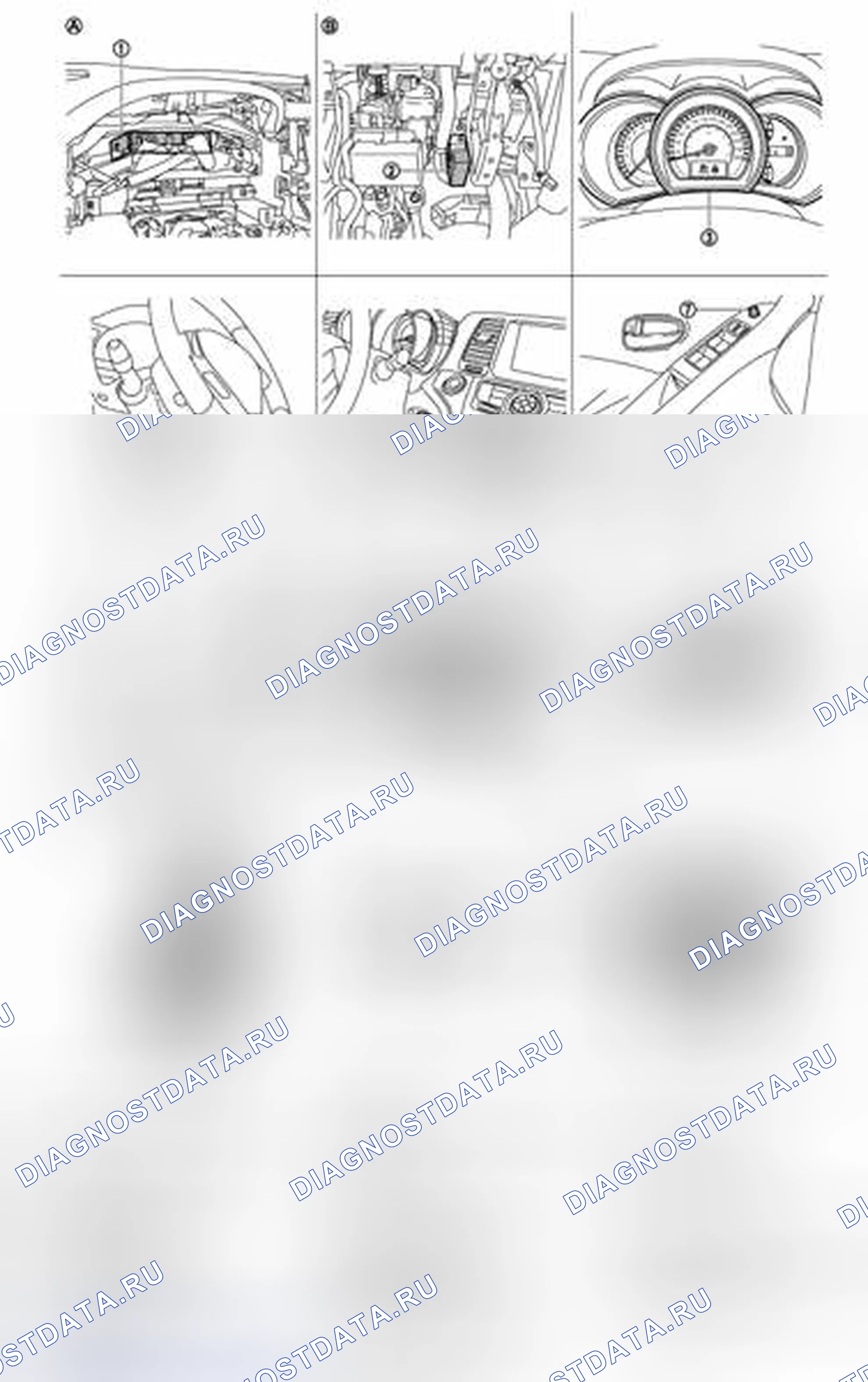 Рис. 131: Функция EXIT ассистент: Расположение компонентов. Honda Inspire I