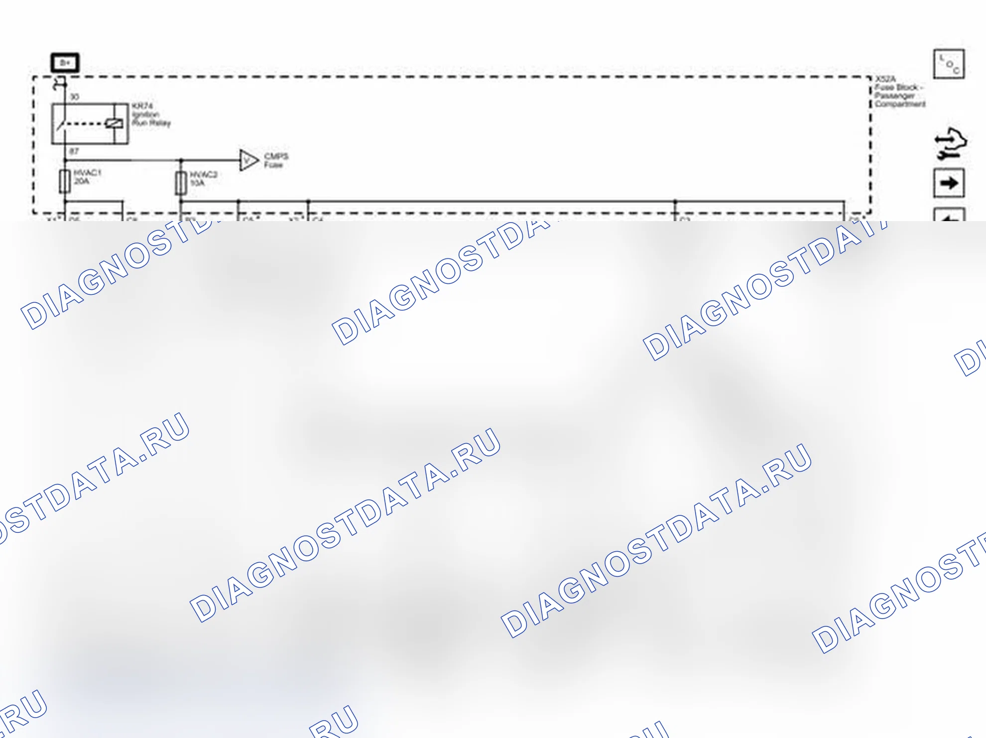 Рис. 174: Схема подключения HVAC1 и HVAC2 предохранителей. Chevrolet Express G1500 
