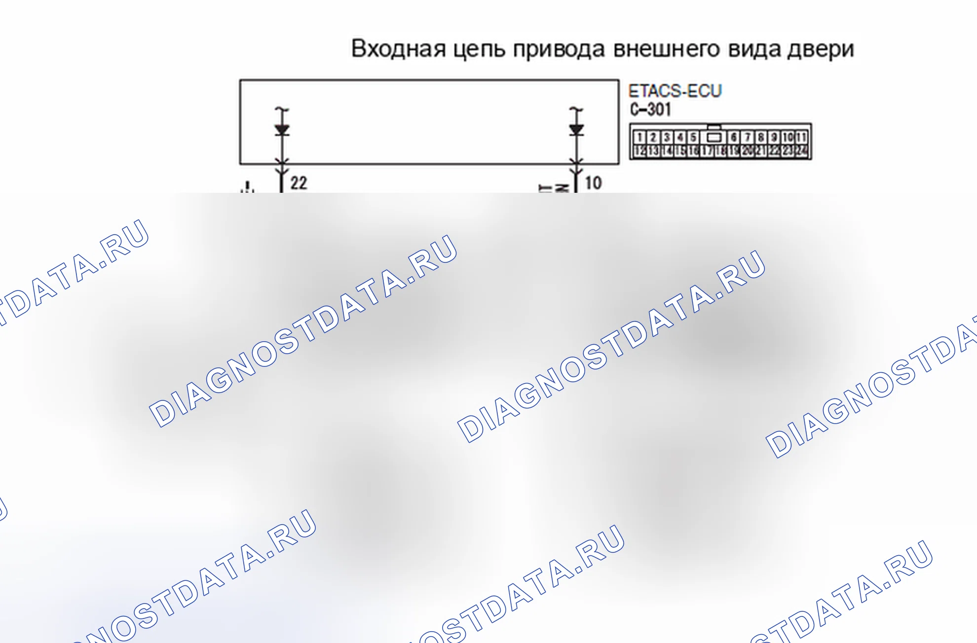 Рис. 476: Процедура проверки 4: ETACS-ECU не получает никаких сигналов от привода замка передней двери. Mitsubishi Lancer Ralliart X рестайлинг