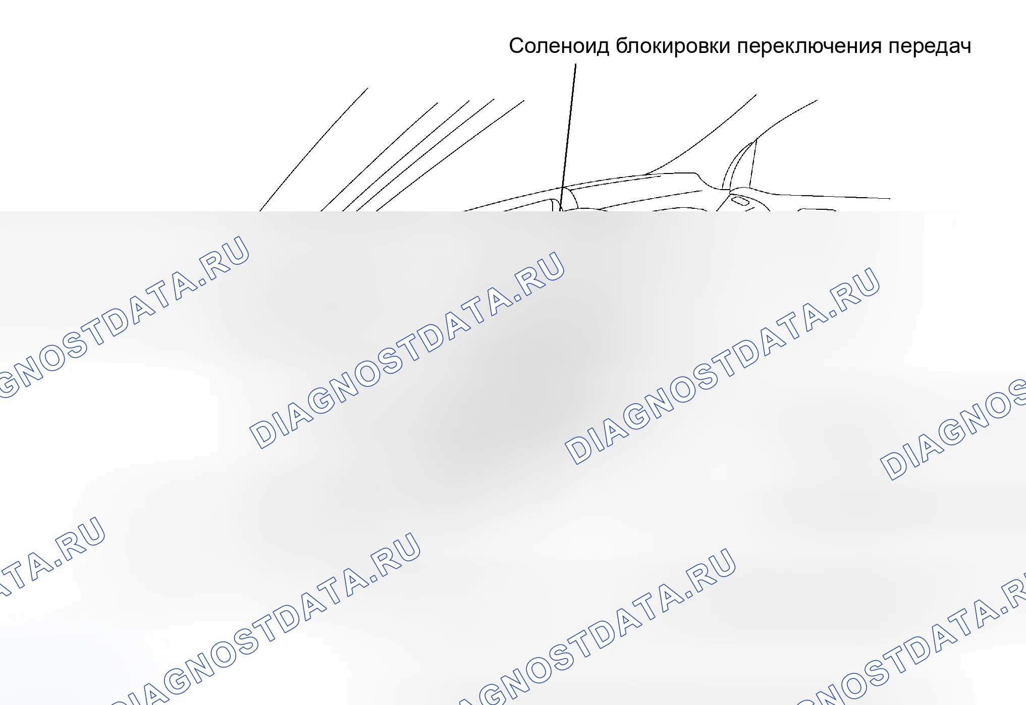Рис. 2: Расположение компонентов системы блокировки переключения передач. Toyota Prius I рестайлинг