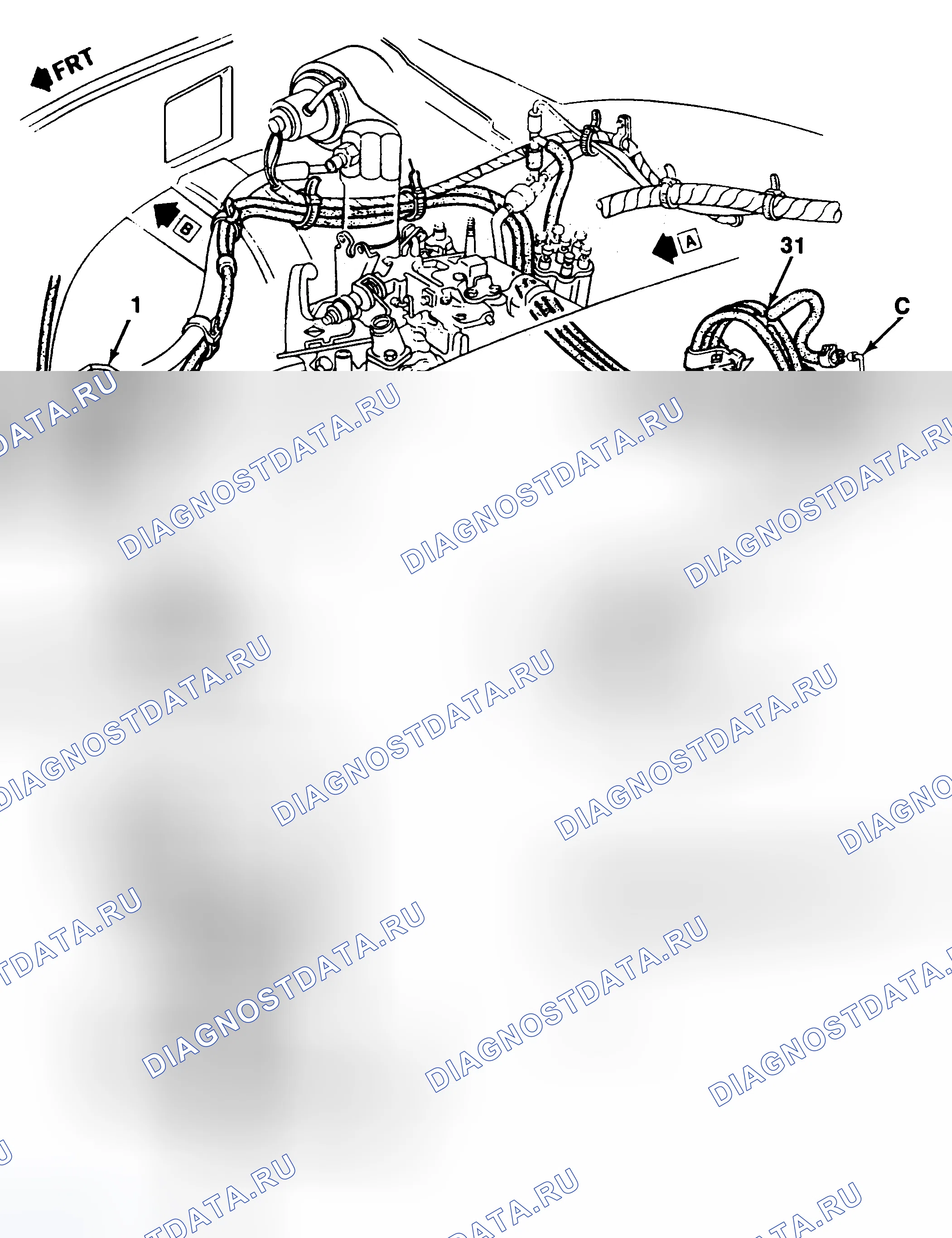 Рис. 18: Схема вакуума раздаточной коробки S/T Blazer/Jimmy 4WD, S10/S15. Chevrolet Step Van P20 