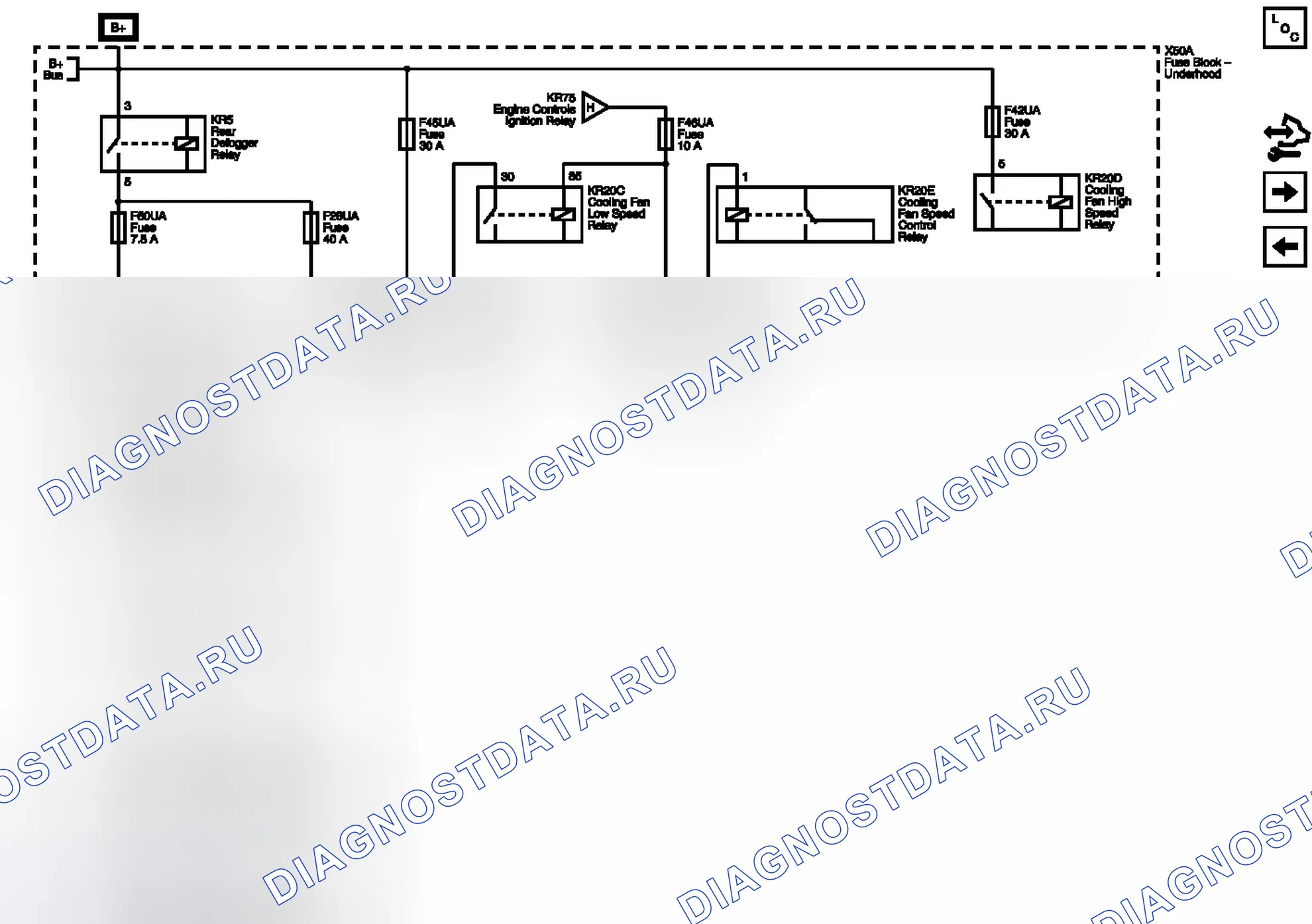 Рис. 25: Предохранители F28UA, F45UA, F46UA и F60UA. Buick LaCrosse II