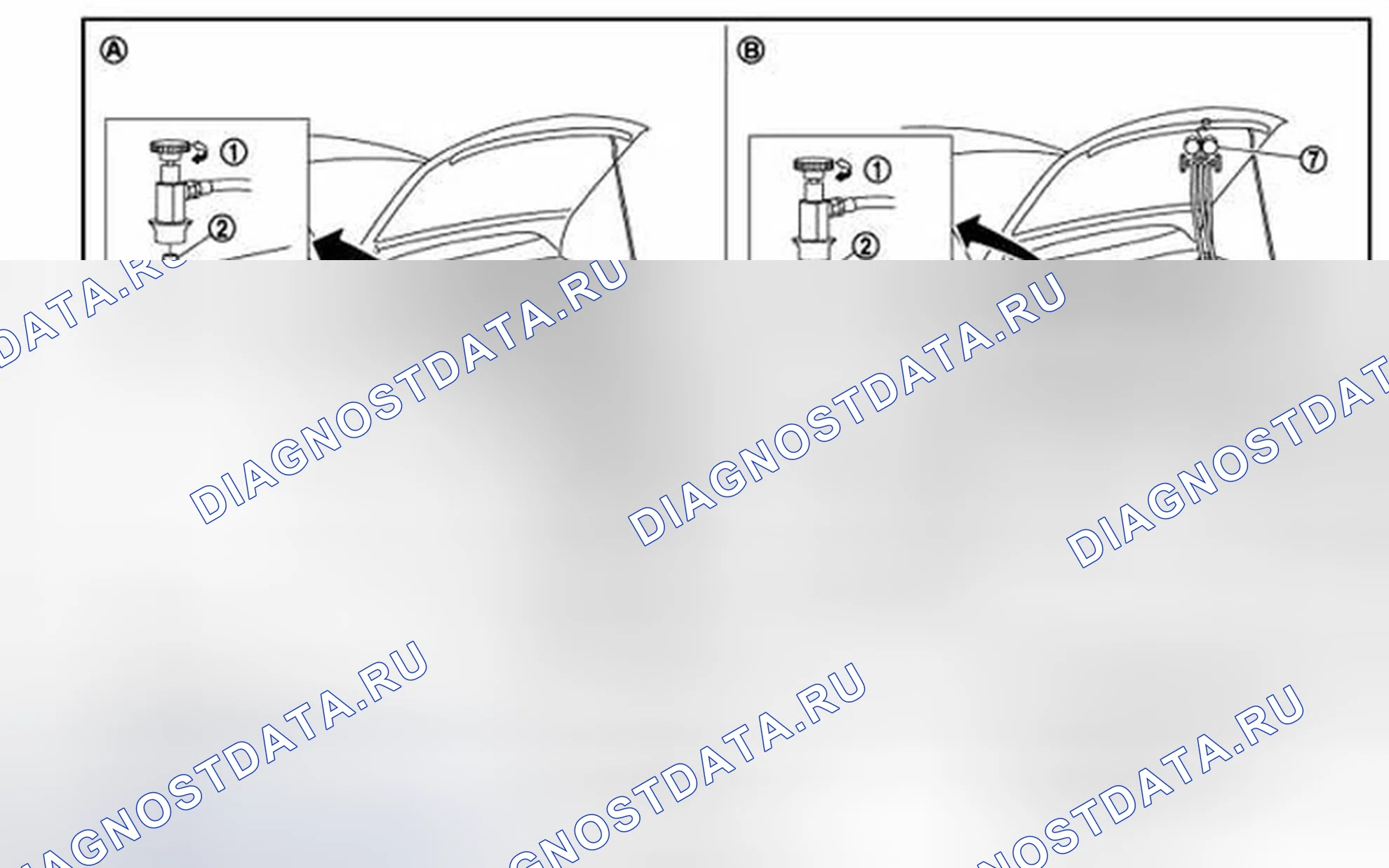 Рис. 49: Система откачки и заправка хладагента. Infiniti G37 IV рестайлинг