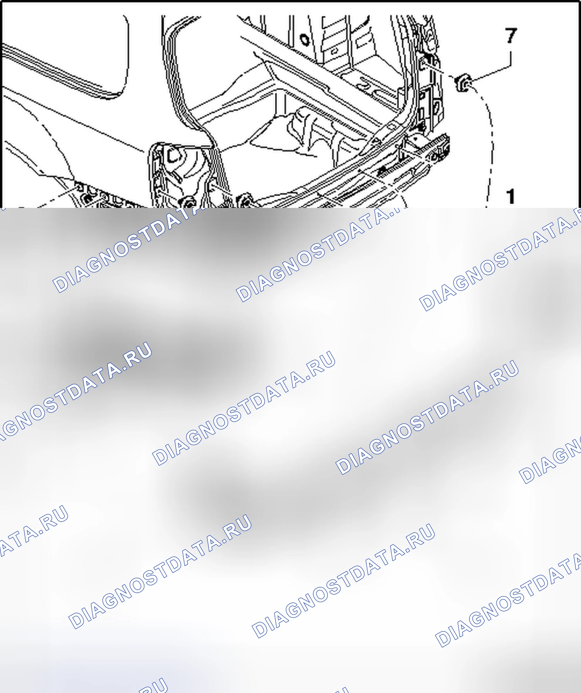 Рис. 416: НИЖНИЕ КОМПОНЕНТЫ КРЫШКИ ЗАДНЕГО БАМПЕРА. Volkswagen Passat B6