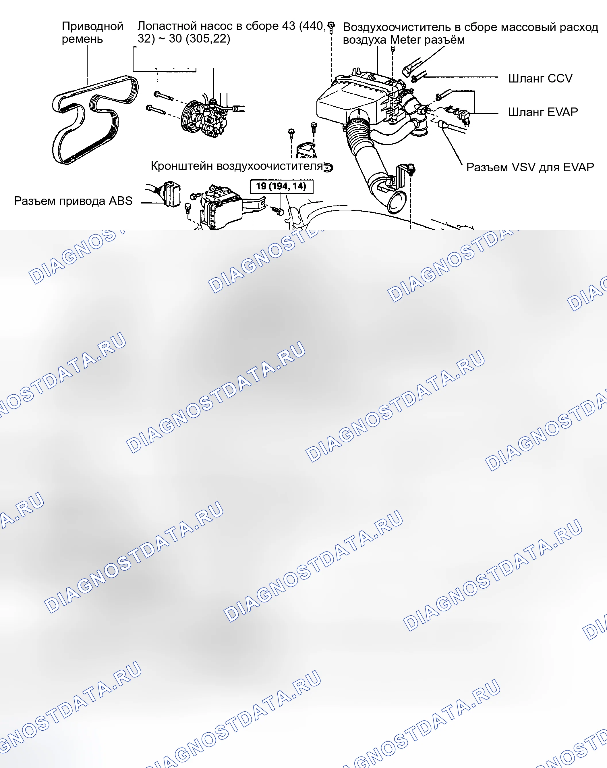 Рис. 35: КОМПОНЕНТЫ. Toyota RAV4 II