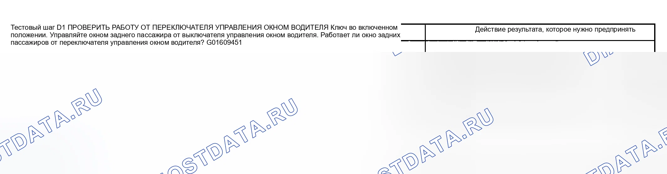 Рис. 8: Точечное испытание D: одно электроокно не работает - заднее пассажирское. Mercury Grand Marquis IV