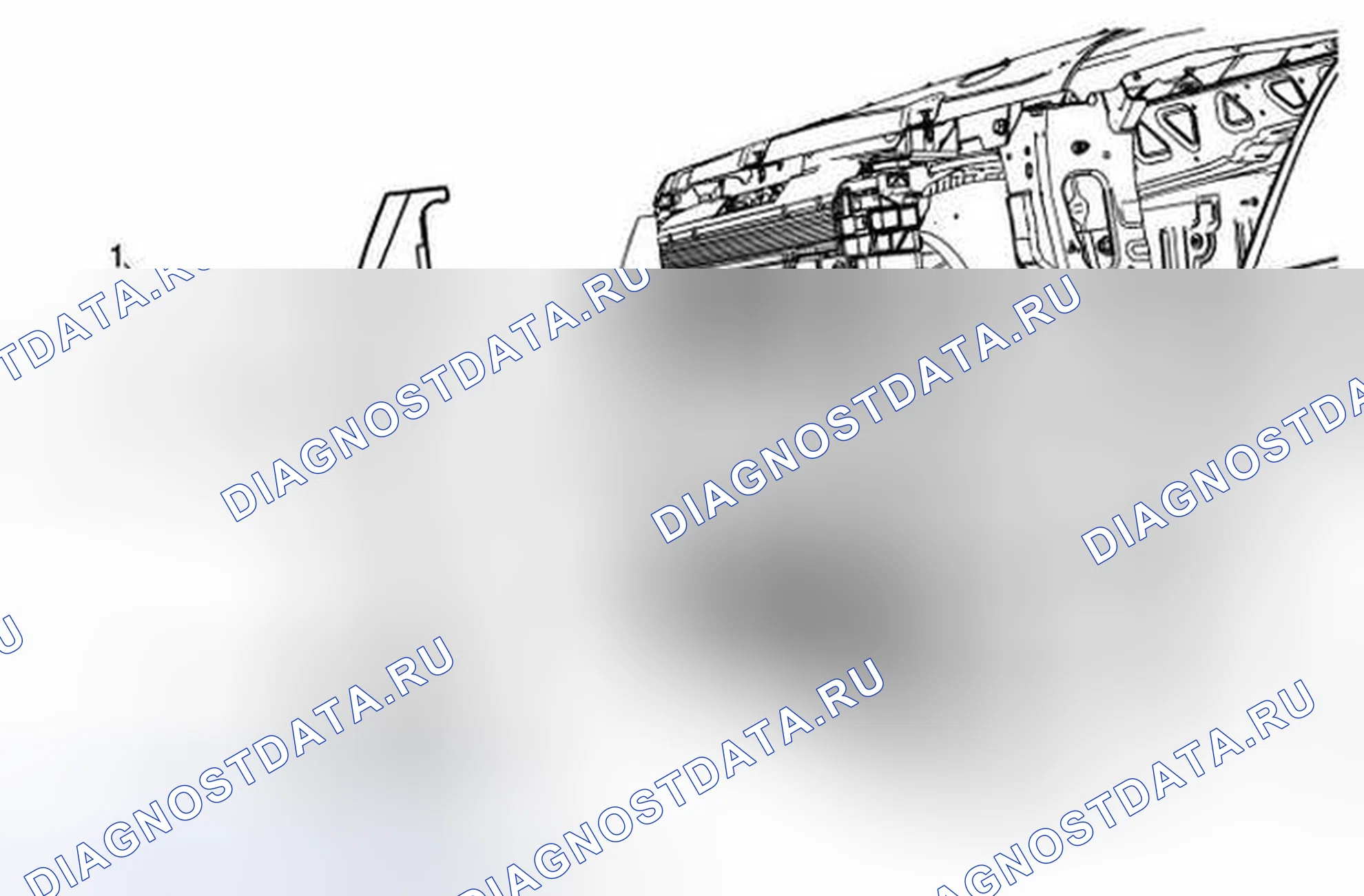 Рис. 99: Замена воздушной перегородки радиатора - левая сторона. Kia Optima I
