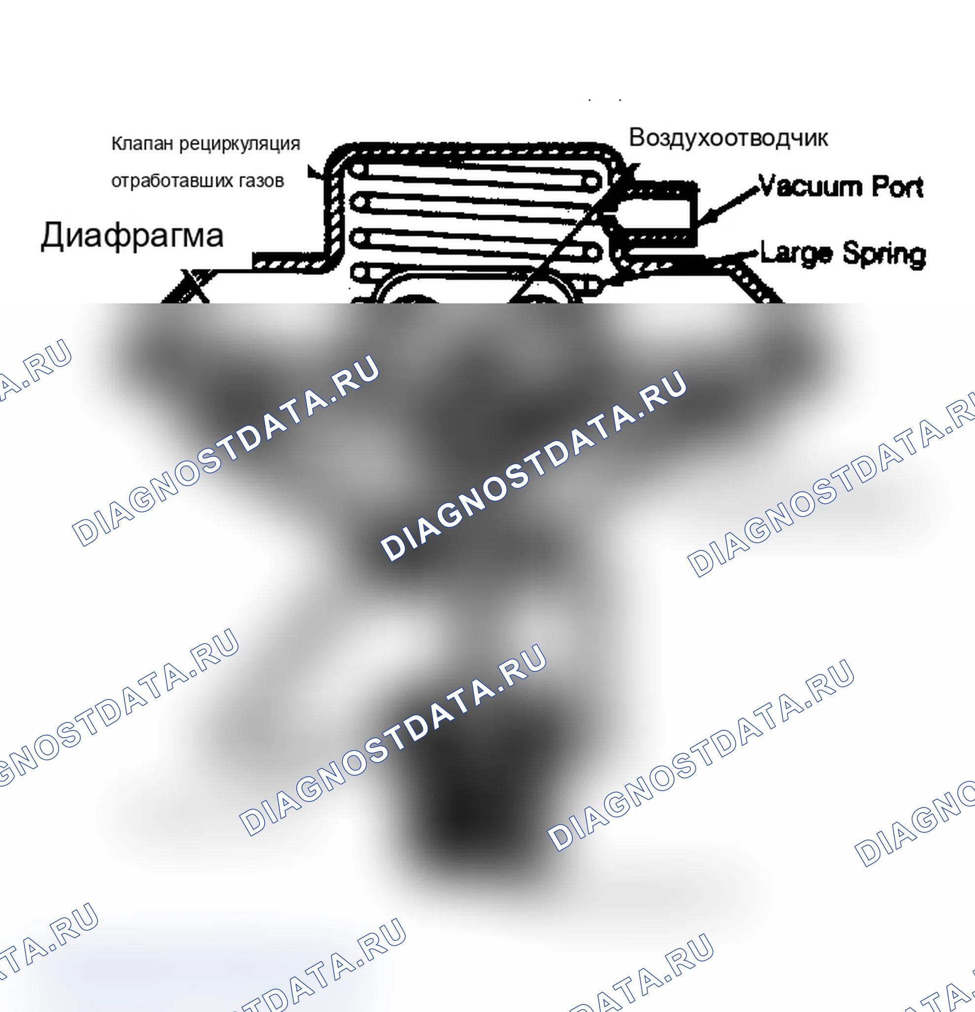 Рис. 35: Вид с местным разрезом клапана рециркуляция отработавших газов с отрицательным противодавлением. Buick Electra VI