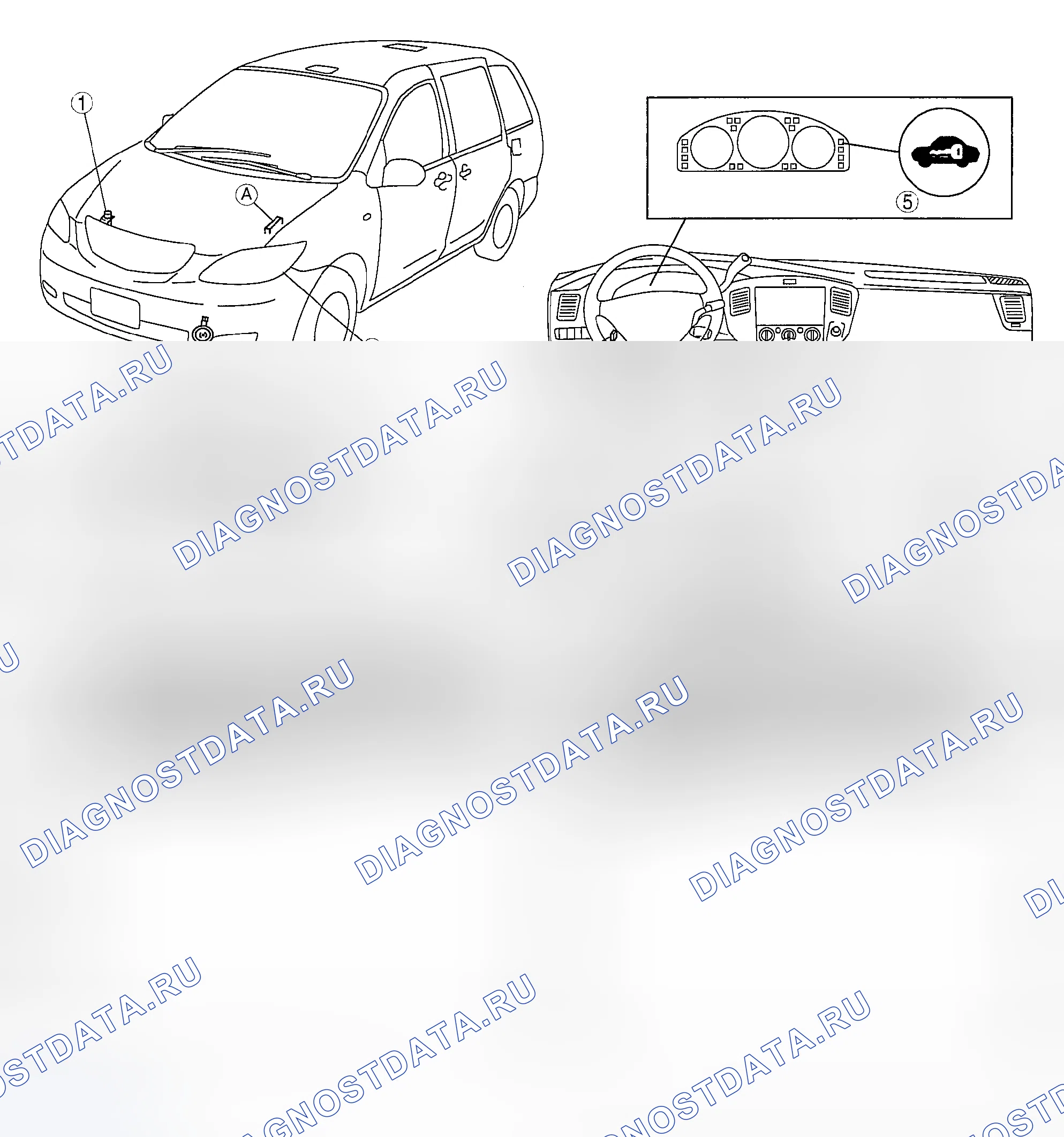 Рис. 28: ИНДЕКС МЕСТОПОЛОЖЕНИЯ ПРОТИВОУГОННОЙ СИСТЕМЫ. Mazda MPV II рестайлинг