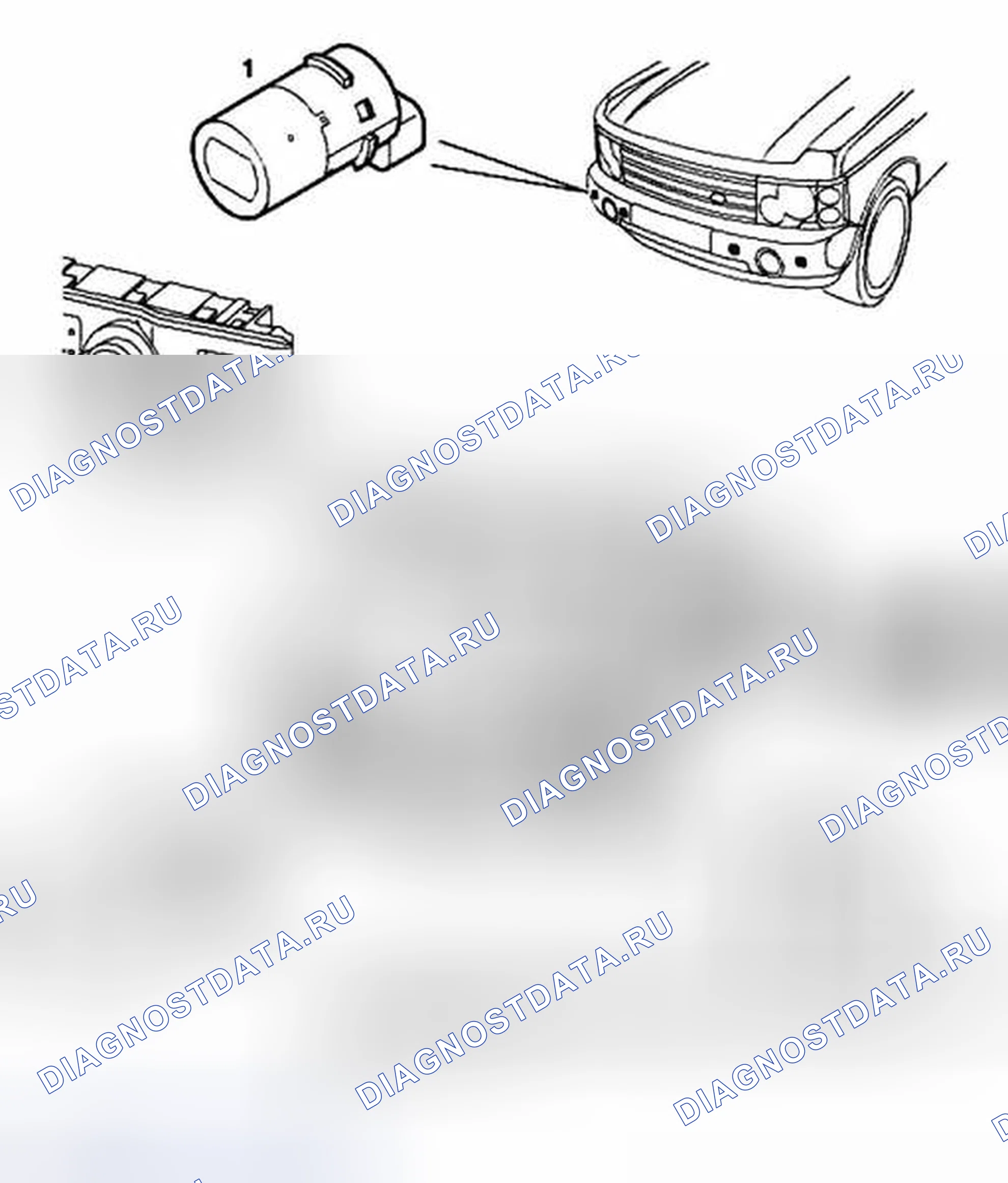 Рис. 18: Компоновка компонентов управления расстоянием парковки. Land Rover Range Rover L322