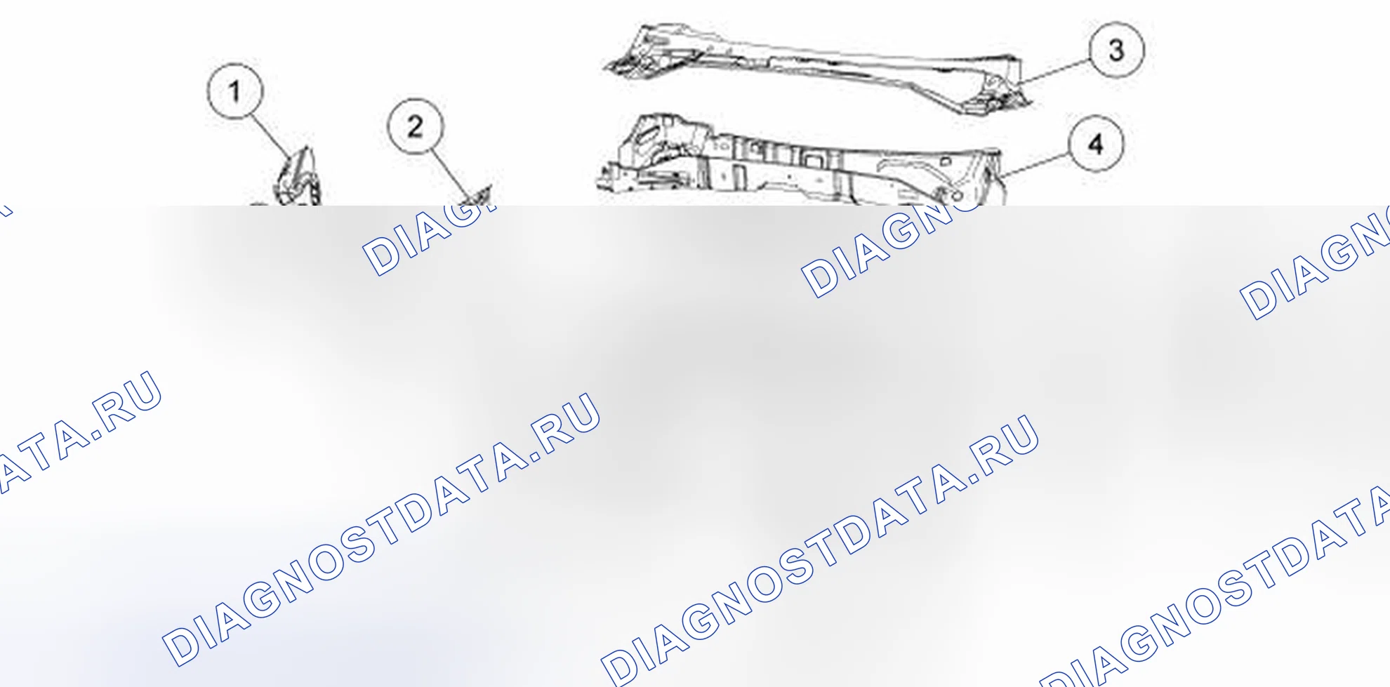 Рис. 165: Разнесенный вид - фронтальная структура. Ford Pickup F250 Super Duty II