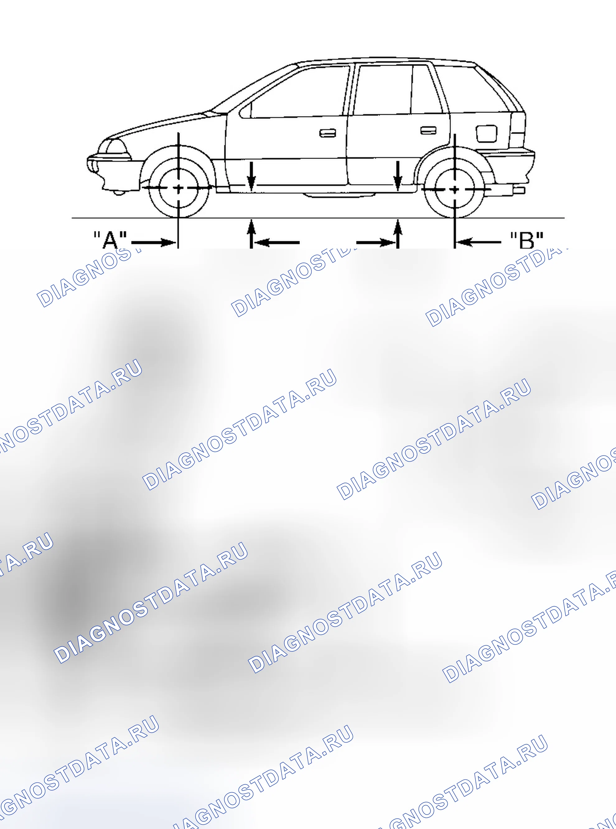 Рис. 5: МЕСТА ИЗМЕРЕНИЯ ВЫСОТЫ ПРИ ЕЗДЕ. Geo Metro I