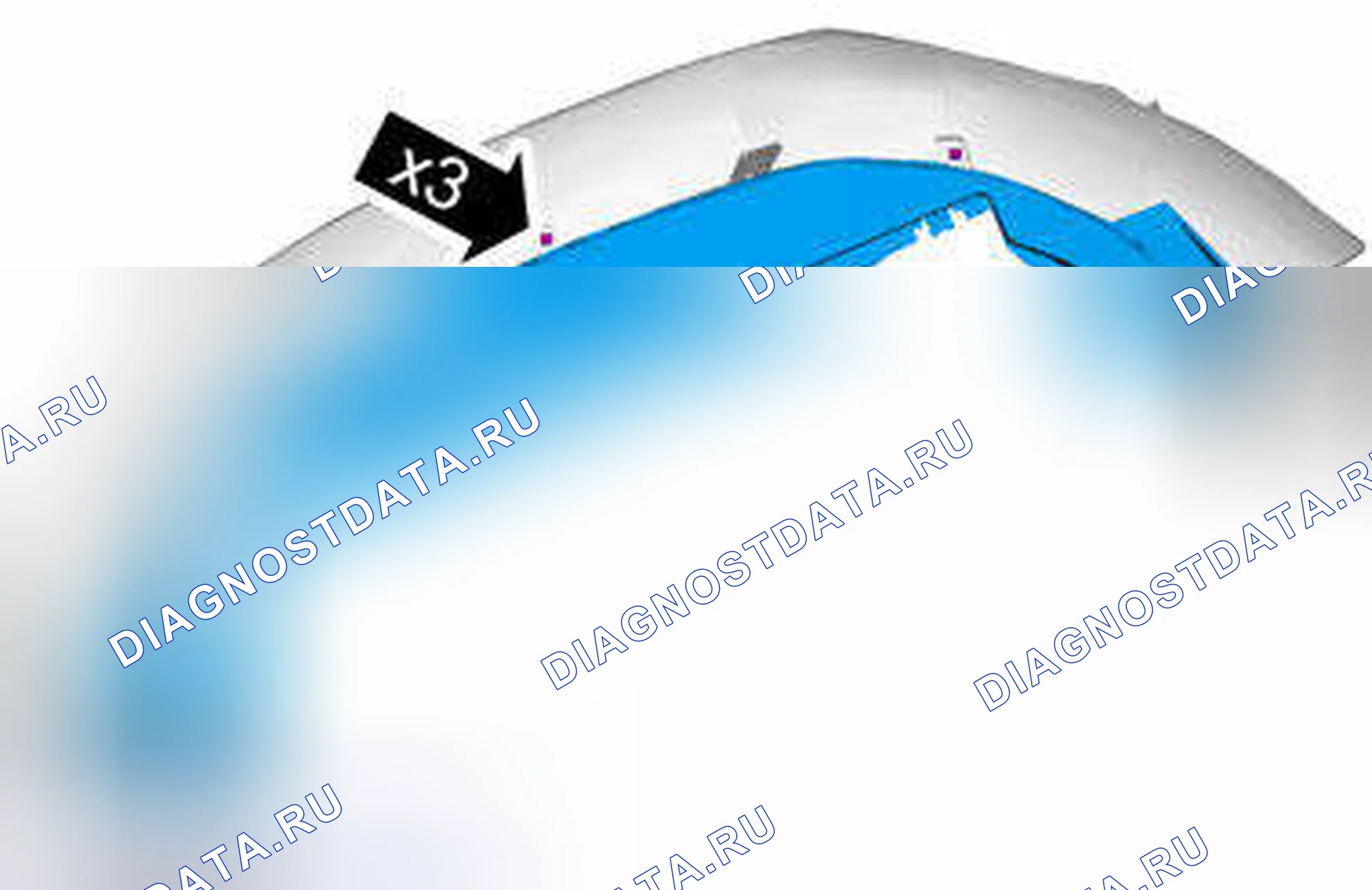 Рис. 406: Расположение винтов крепления бампера. Volvo V70 II рестайлинг