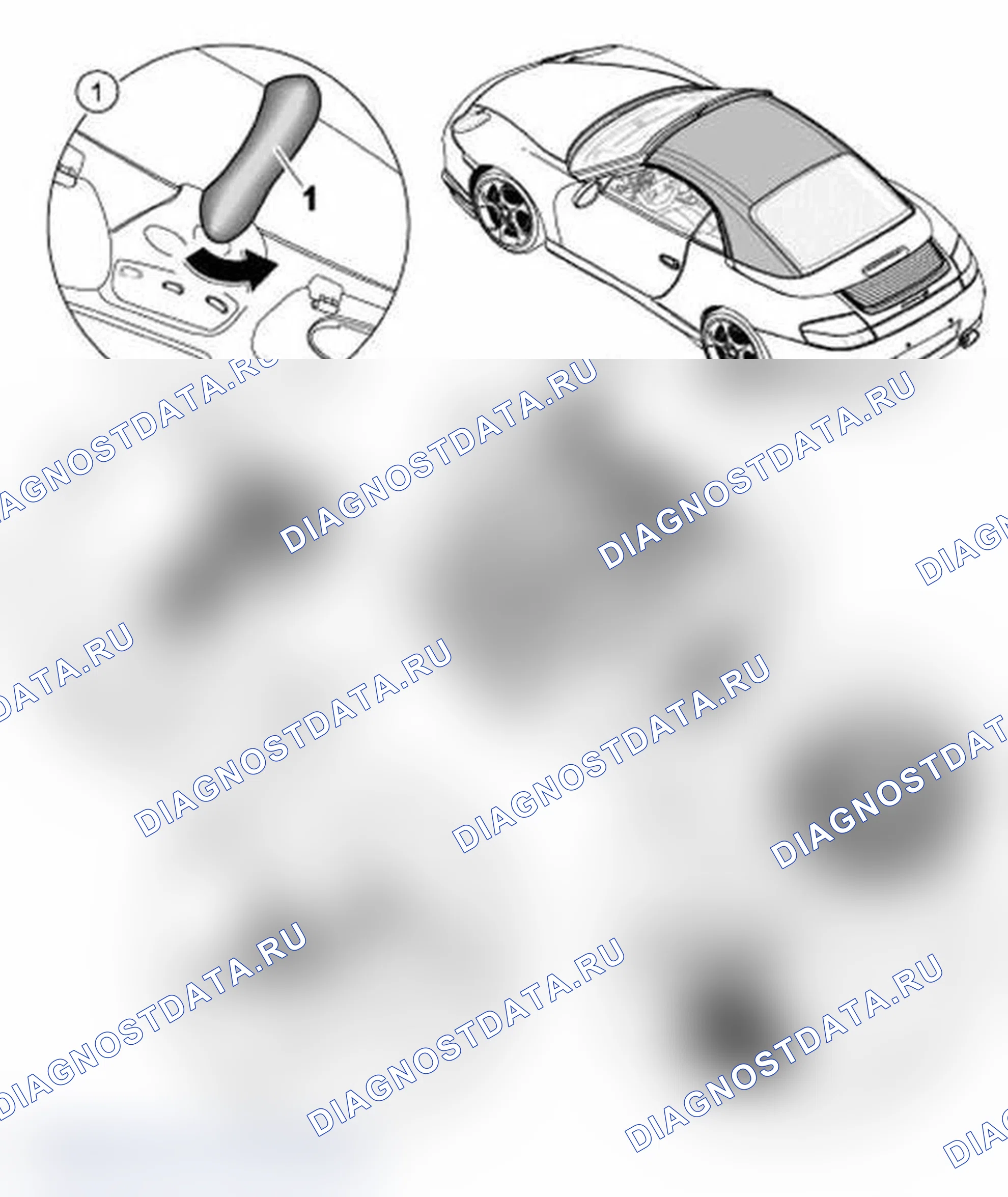 Рис. 191: Снятие жесткого верха. Porsche 911 Carrera 996 рестайлинг