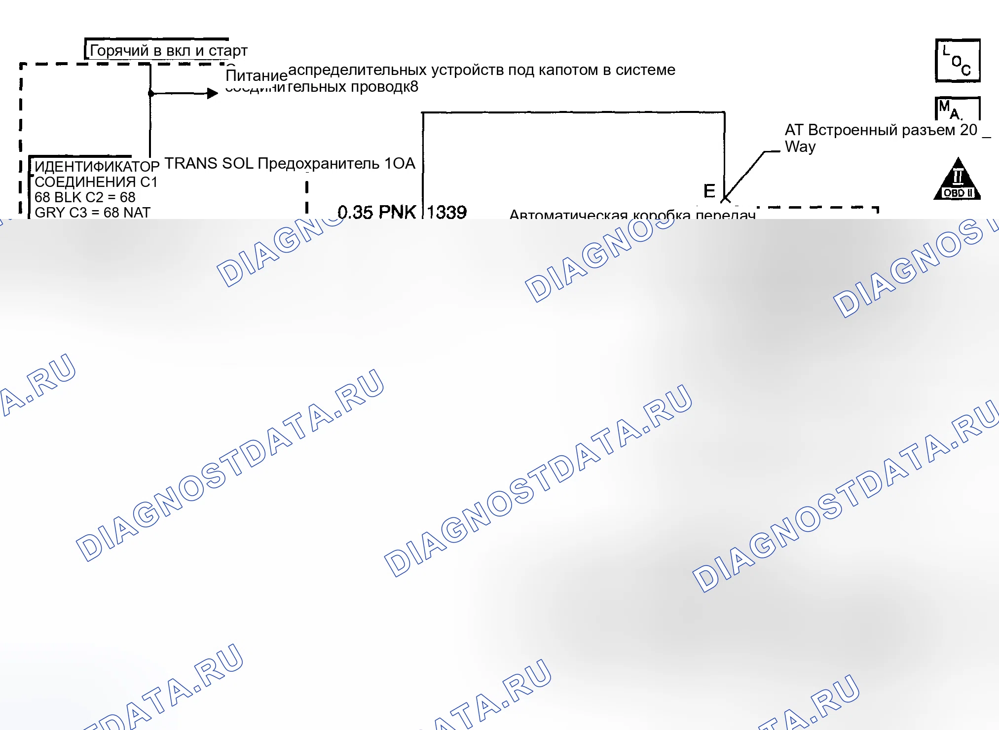 Рис. 434: расшифровка кода ошибки P1860: блок управления силовым агрегатом (PCM) (блок управления силовым агрегатом) обнаруживает напряжение, выходящее за пределы калибровки. Pontiac Aztek I
