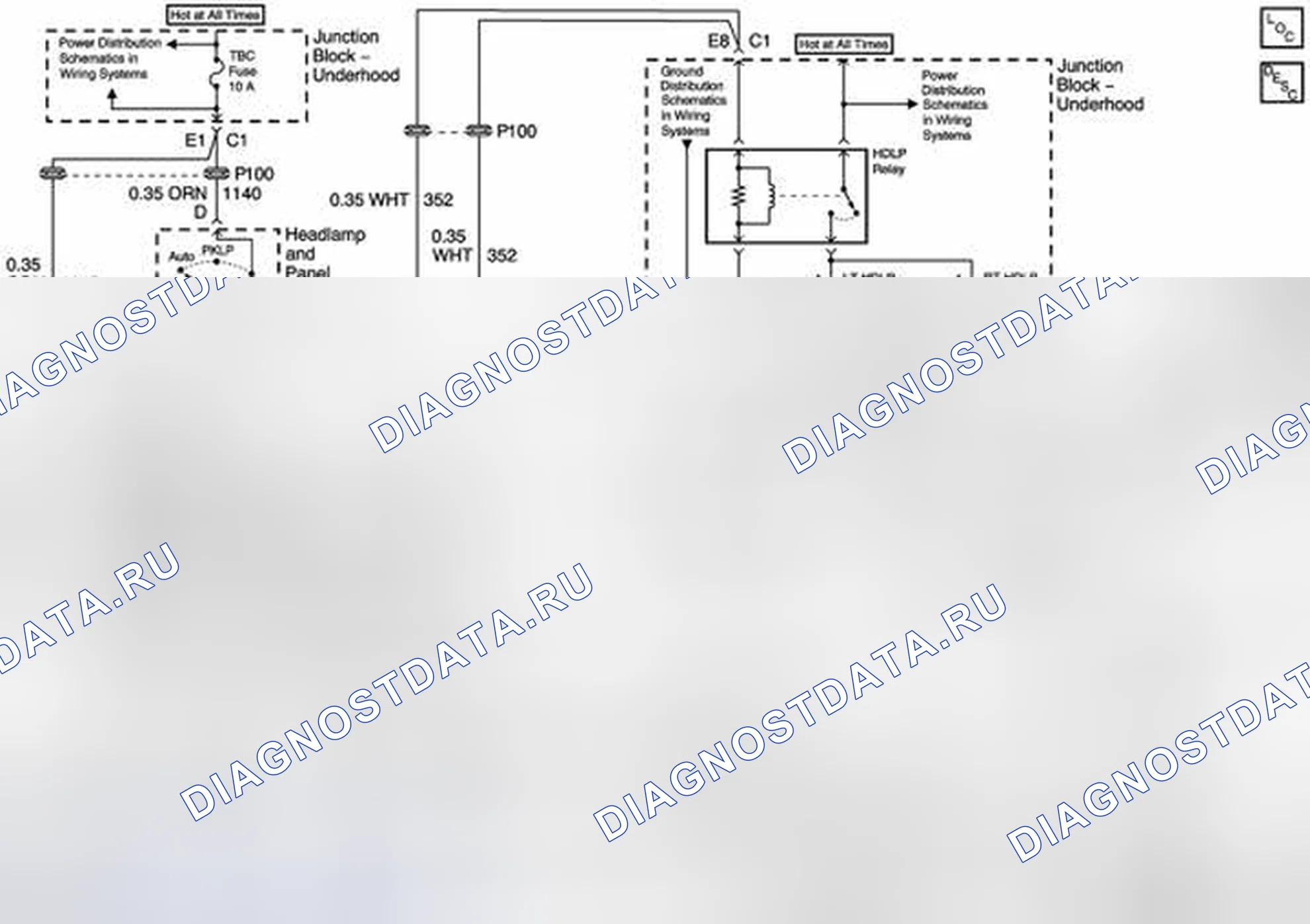 Рис. 1: Схема подключения фар. GMC C3500 HD GMT400 final