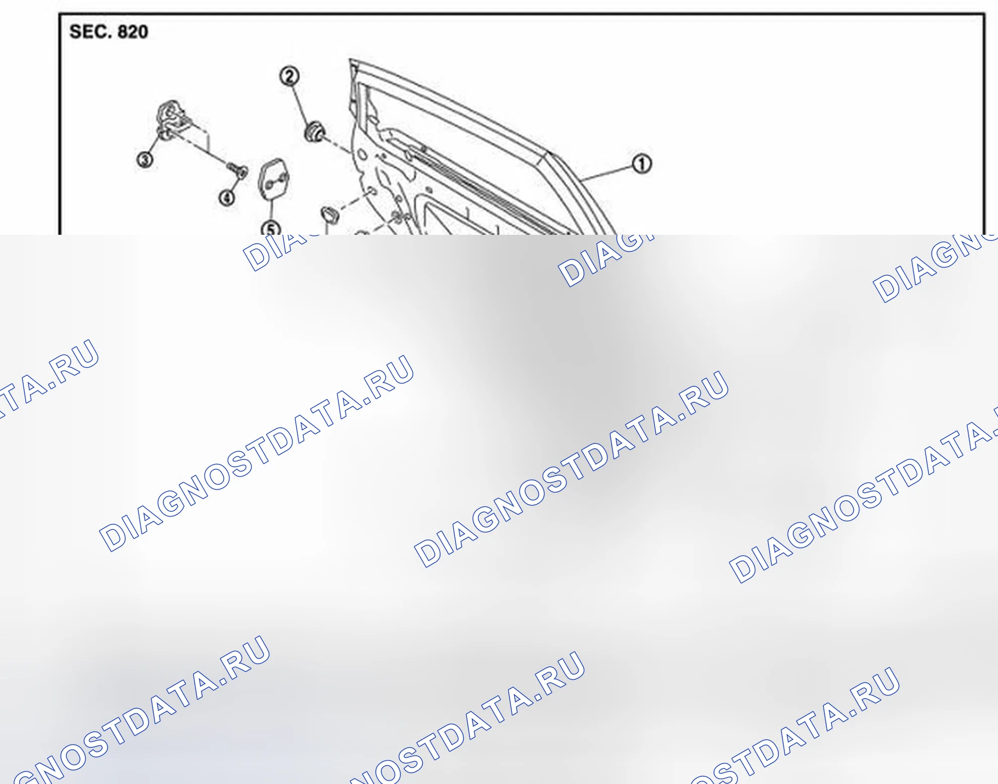 Рис. 73: ДВЕРНАЯ ПЕТЛЯ: Разнесенный вид. Infiniti FX35 II