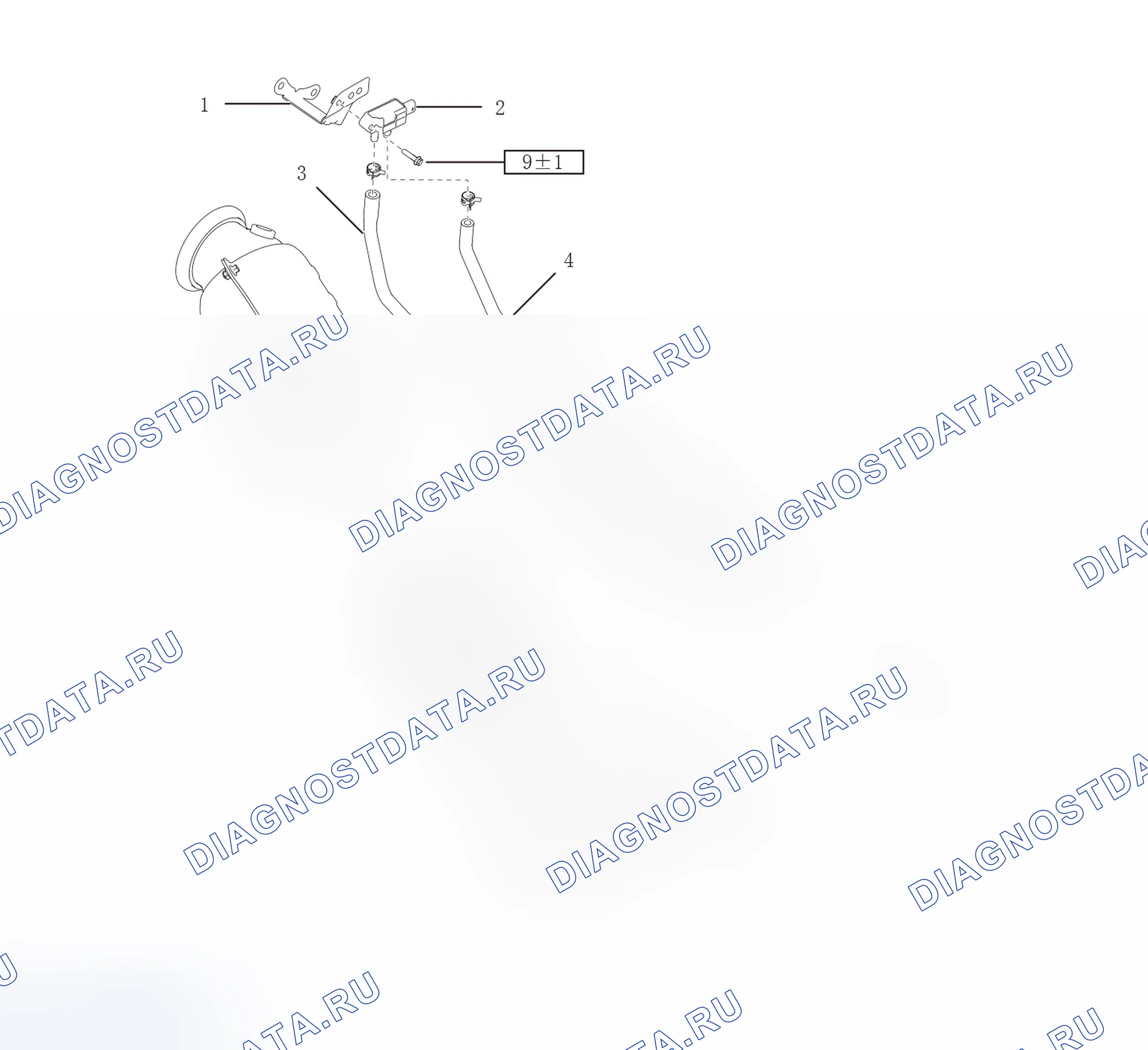 Схема расположения датчика перепада давления — Haval H9. Haval H9 I рестайлинг
