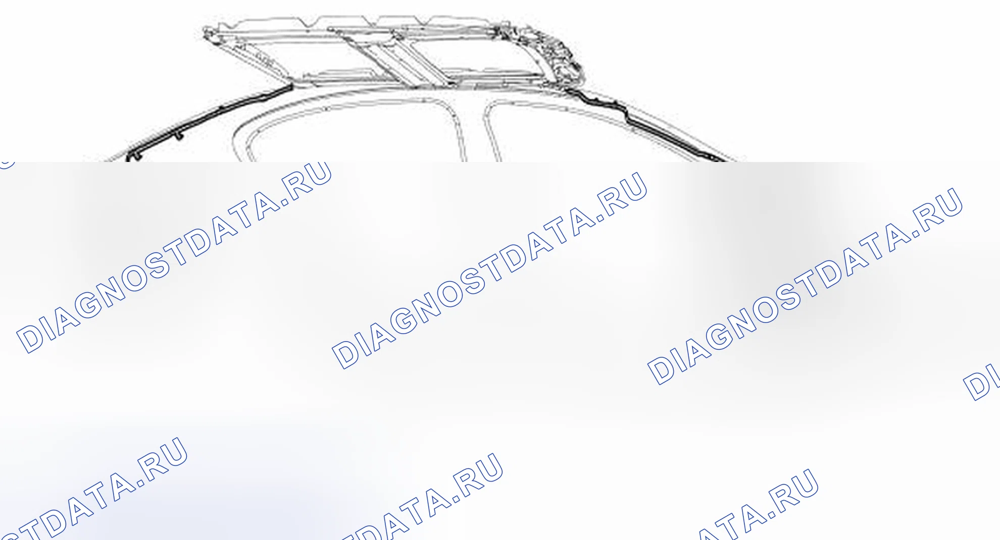 Рис. 18: Прокладка дренажного шланга панели проема крыши. Hyundai ix55 I